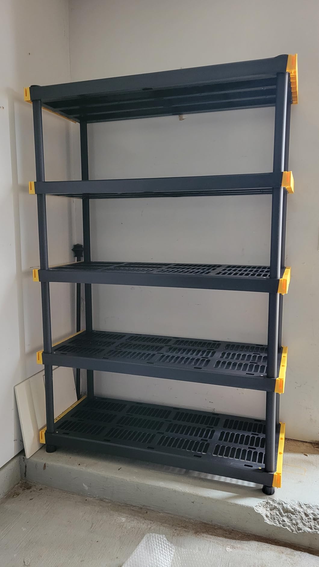 CX Black & Yellow, 4-Tier Heavy Duty Plastic Storage Shelves that Support up to 200lbs/shelf, Organization and Storage, Weather-Resistant Design, Easy Assembly (55