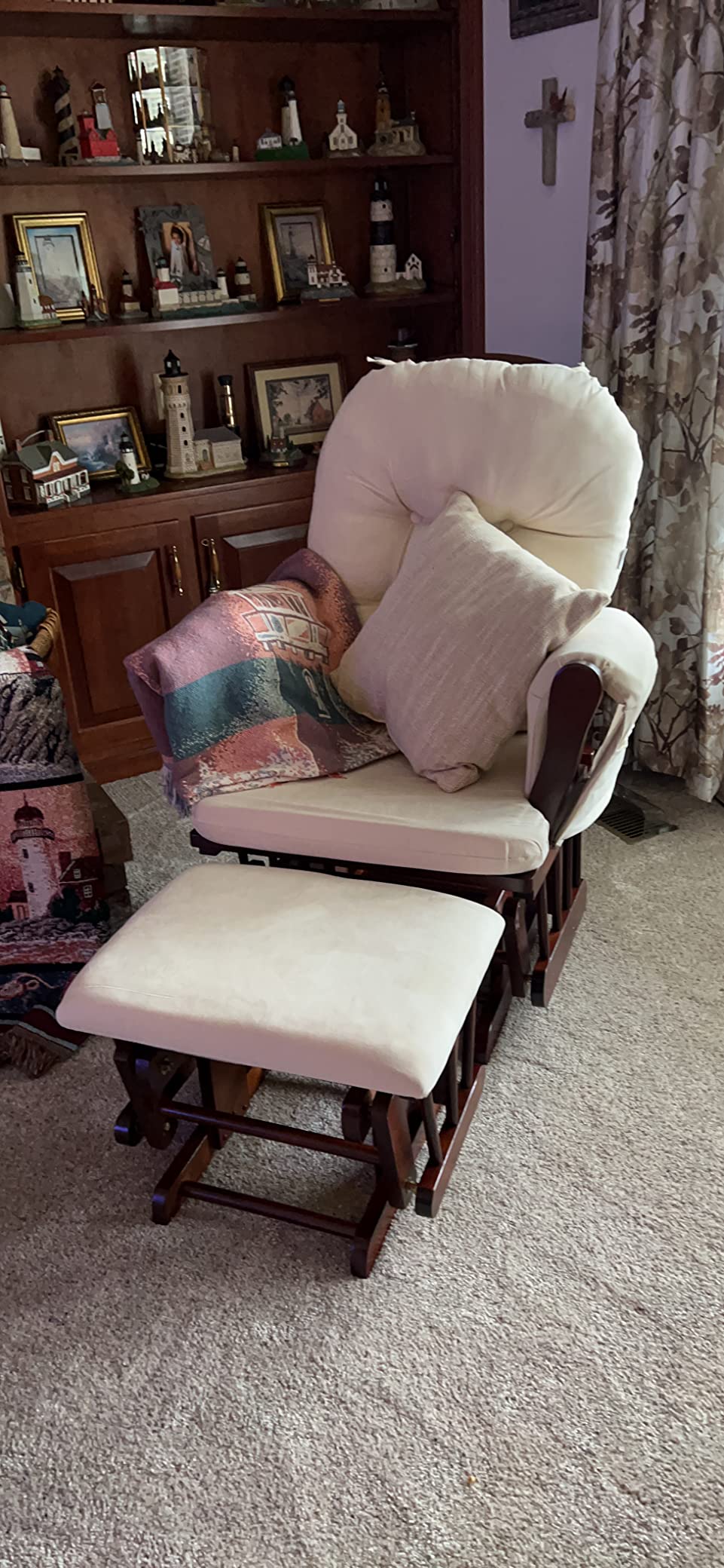 DORTALA Baby Glider Rocker with Ottoman, Multi-Position Glider with Cleanable Upholstered, Smooth Rocking Motion, Nursery Glider & Ottoman Sets for Nursing Baby, Reading, Brown customer photo 1