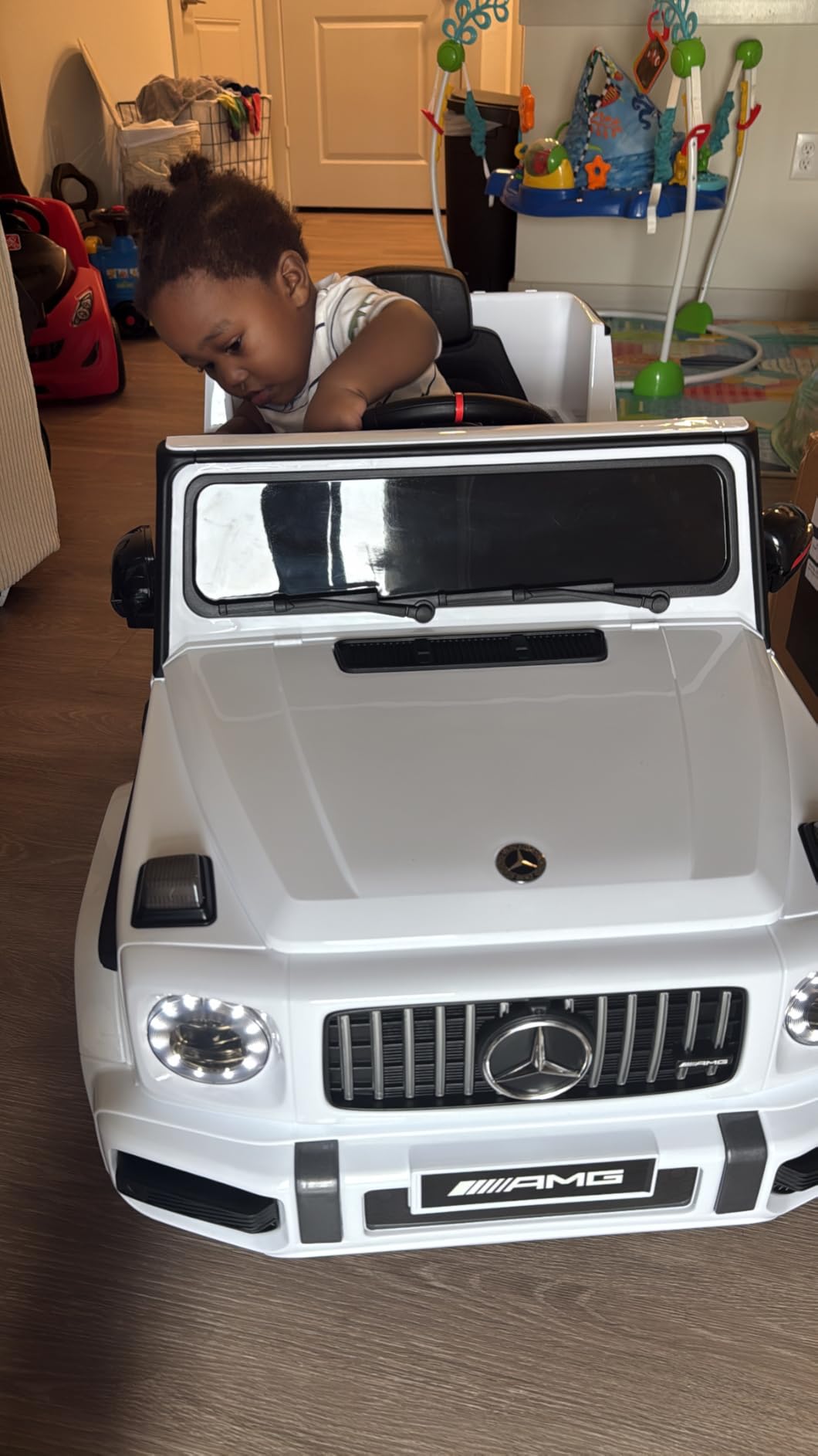 ANPABO 12V 7AH Licensed Mercedes-Benz G63 Electric Car for Kids, White | Parent remote control ride on car for toddlers with 3-speed, LED headlights, music & horn, soft start and low battery prompt customer photo 1