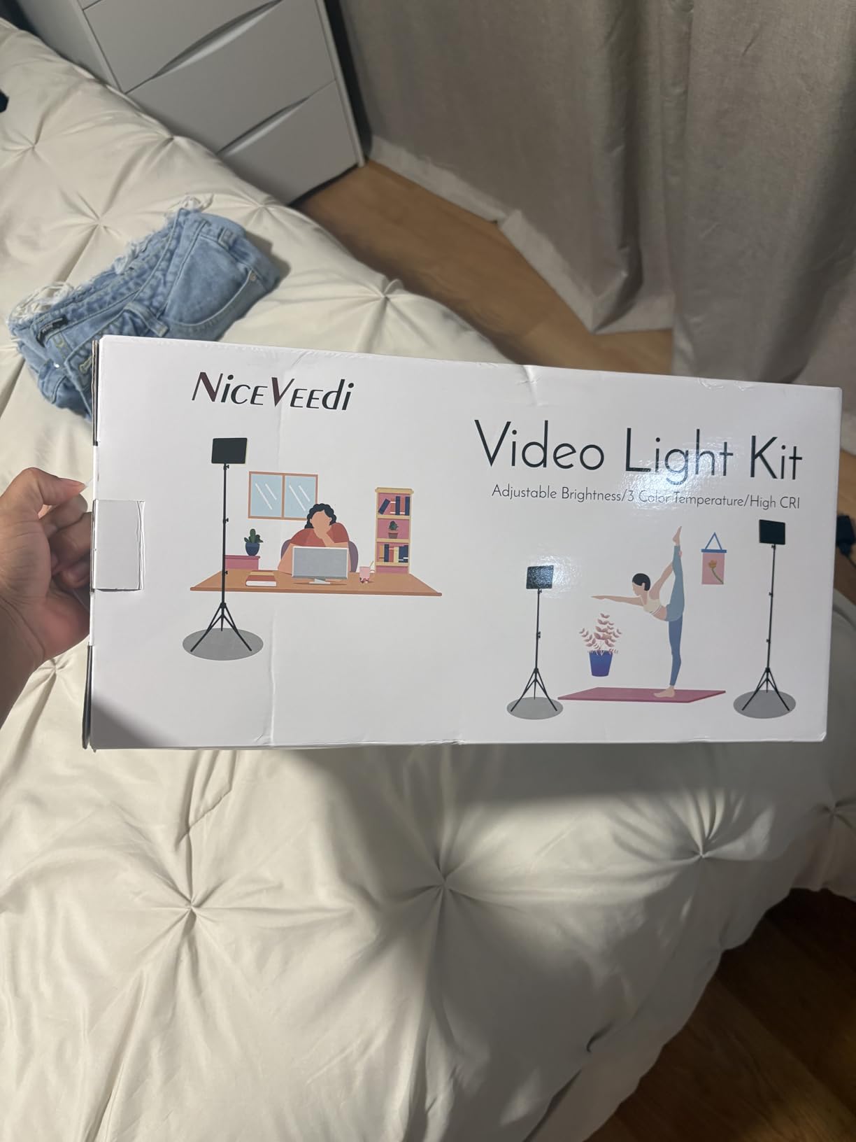 2-Pack LED Video Light Kit, NiceVeedi Studio Light, 2800-6500K Dimmable Photography Lighting Kit with Tripod Stand&Phone Holder, 73