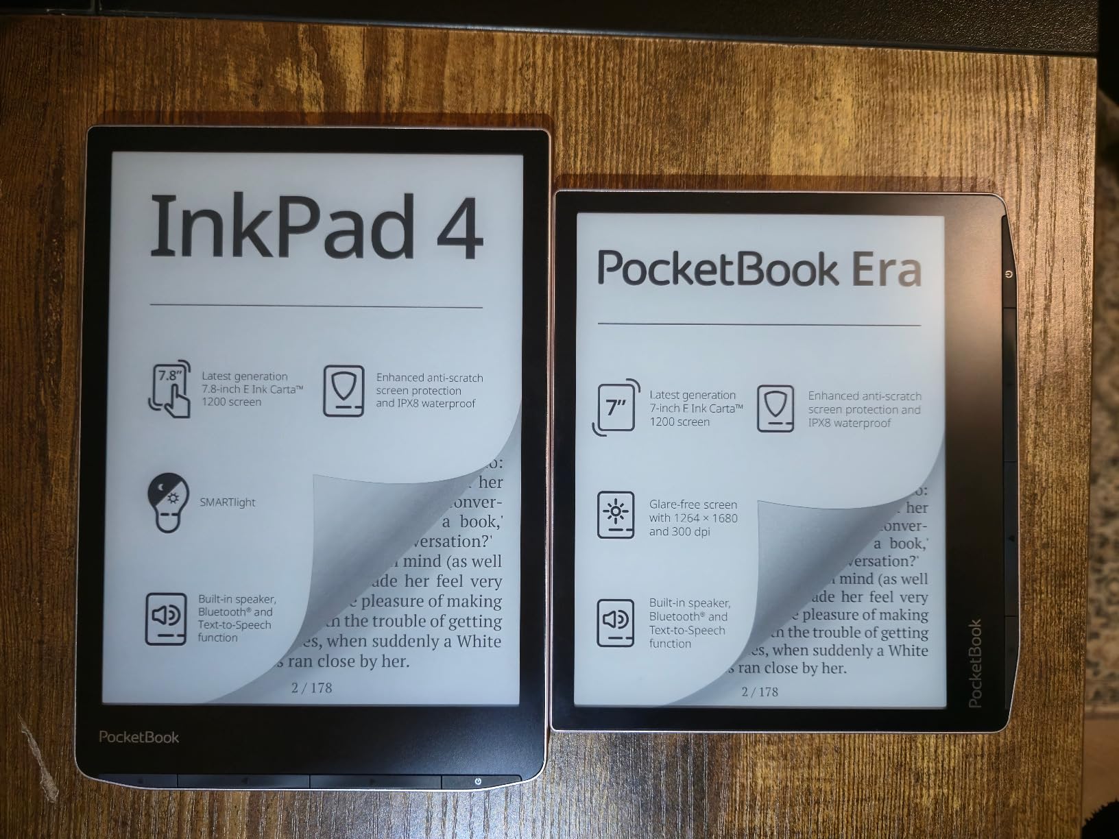 PocketBook InkPad 4 - Eye-Friendly Audio & E-Book Reader, Large 7.8