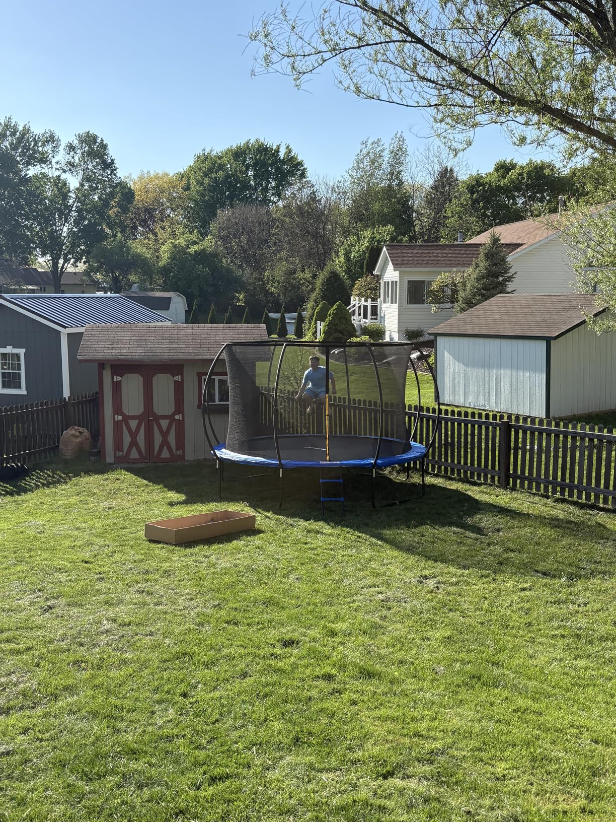 JoyBerri Outdoor Trampoline – with LED Lights, Net, Ladder, ASTM Certified customer photo 2