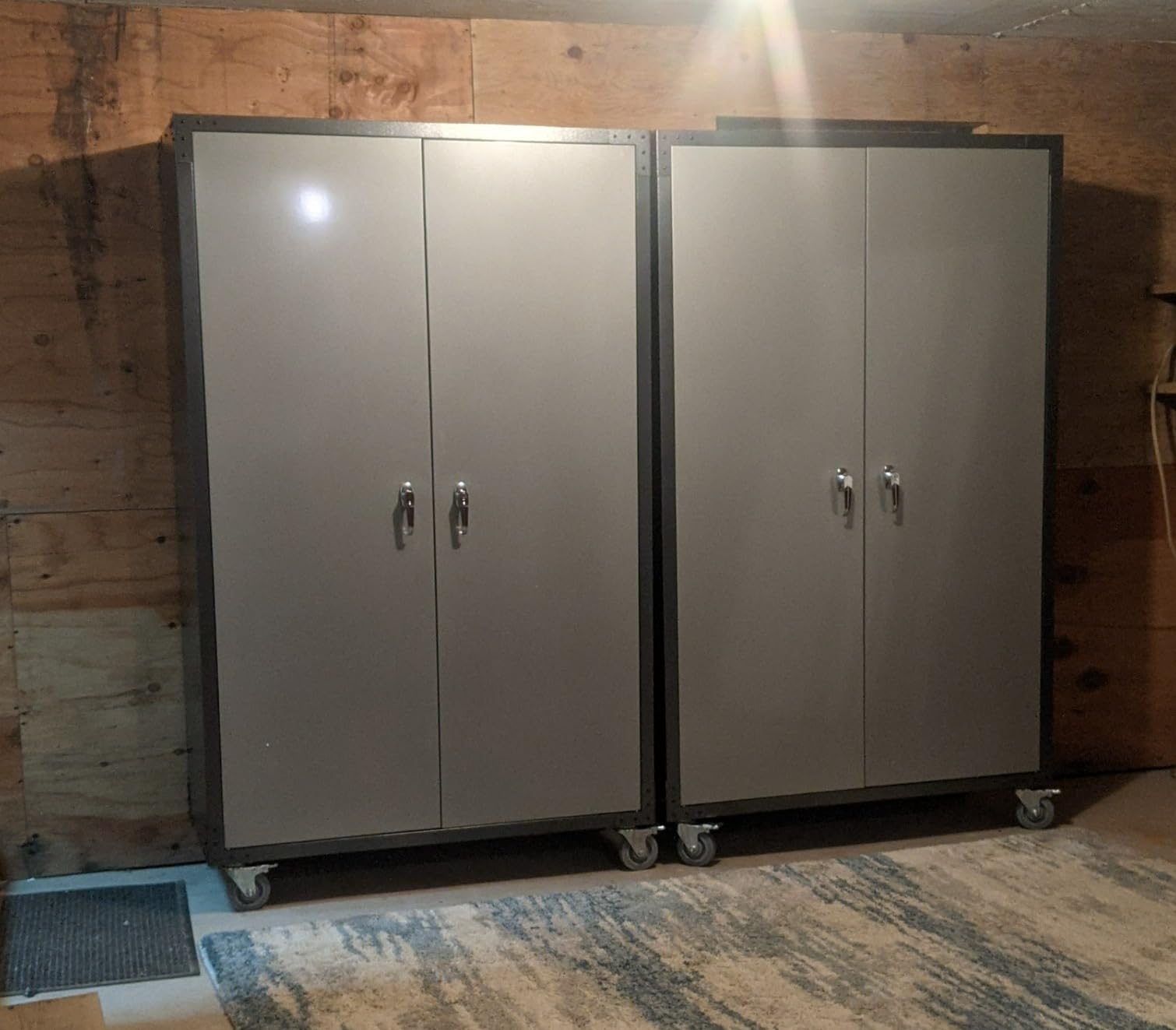 VINGLI Upgraded Wide & Deep Garage Storage Cabinet, Metal Storage Cabinet with Pegboards, Wheels, Locking Doors and Adjustable Shelves (Gray, 43''W x 20''D x 72''H) customer photo 1