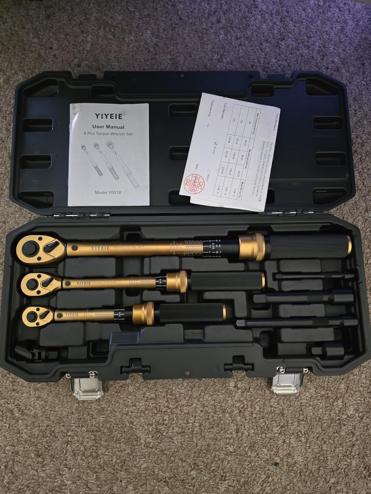 1/4 3/8 1/2-inch Drive Click Torque Wrench, 8Pcs Torque Wrench Set 10-230in.lb, 5-50ft.lb, 10-180ft.lb with Adapters, +/-3% Accuracy, 72-Tooth Dual Scale customer photo 1