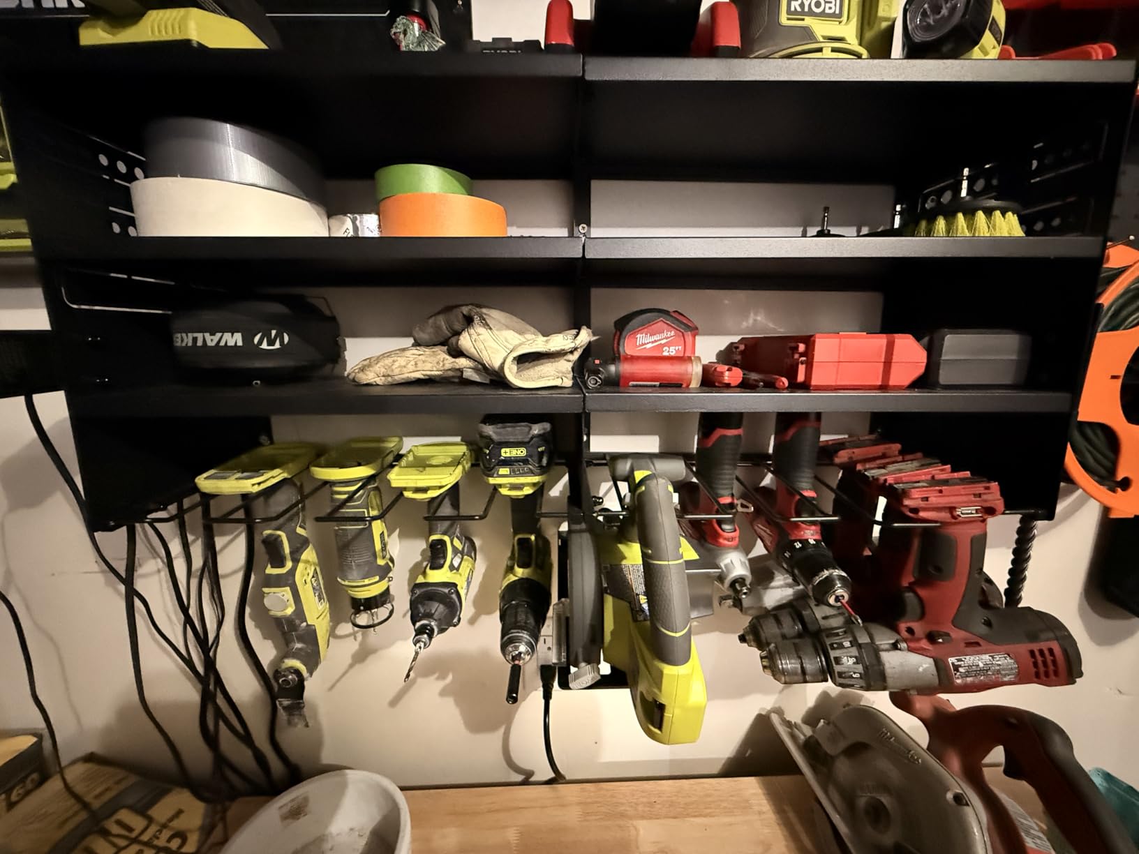 POKIPO Large Power Tool Organizer Wall Mount with Charging Station, 4 Layer Heavy Duty Metal Tool Storage Rack Loads 600lbs with 8 Cordless Drill Holder, Battery Utility Rack Loads with 4 Power Strip customer photo 1