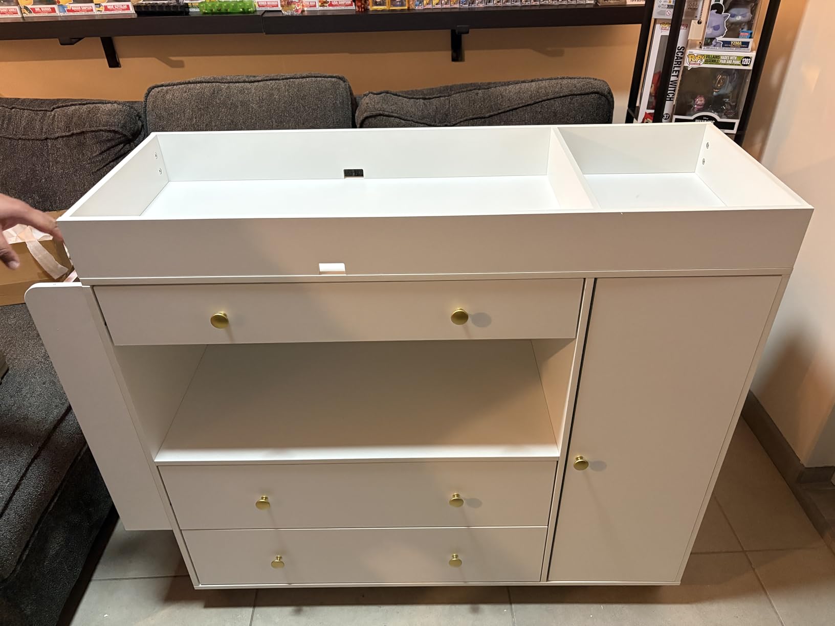FURNJOYLIFE Nursery Dresser with Baby Changing Table, Modern Diaper Changing Station, Dresser for Nursery with 3 Drawers & Shelves, Storage Crib with Changing Table, White customer photo 1