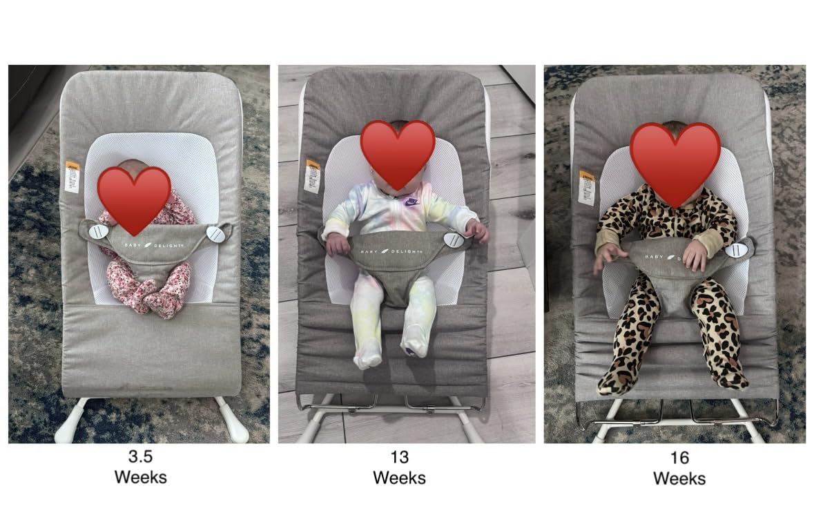 Baby Delight Highland Baby Bouncer, Sage Tweed | For Infants 0-6 Months, 3-Position Recline, Adjustable 3-Point Harness, Secure Locking Mechanism, Folds Flat customer photo 1