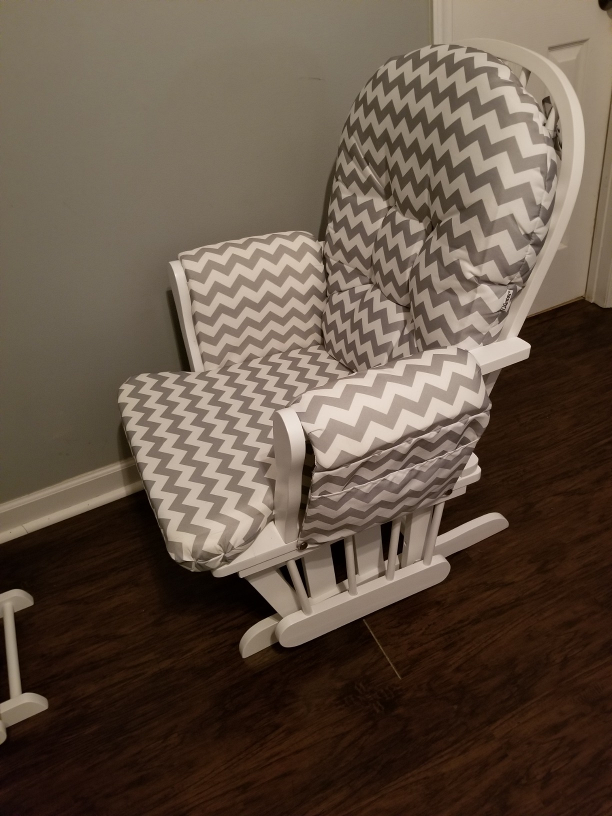 Costzon Nursery Glider with Ottoman, Upholstered Comfort Glider Rocker with Padded Cushion, Storage Pocket, Solid Wood Base, Rocking Chair Nursery for Breastfeeding, Napping (Natural) customer photo 2