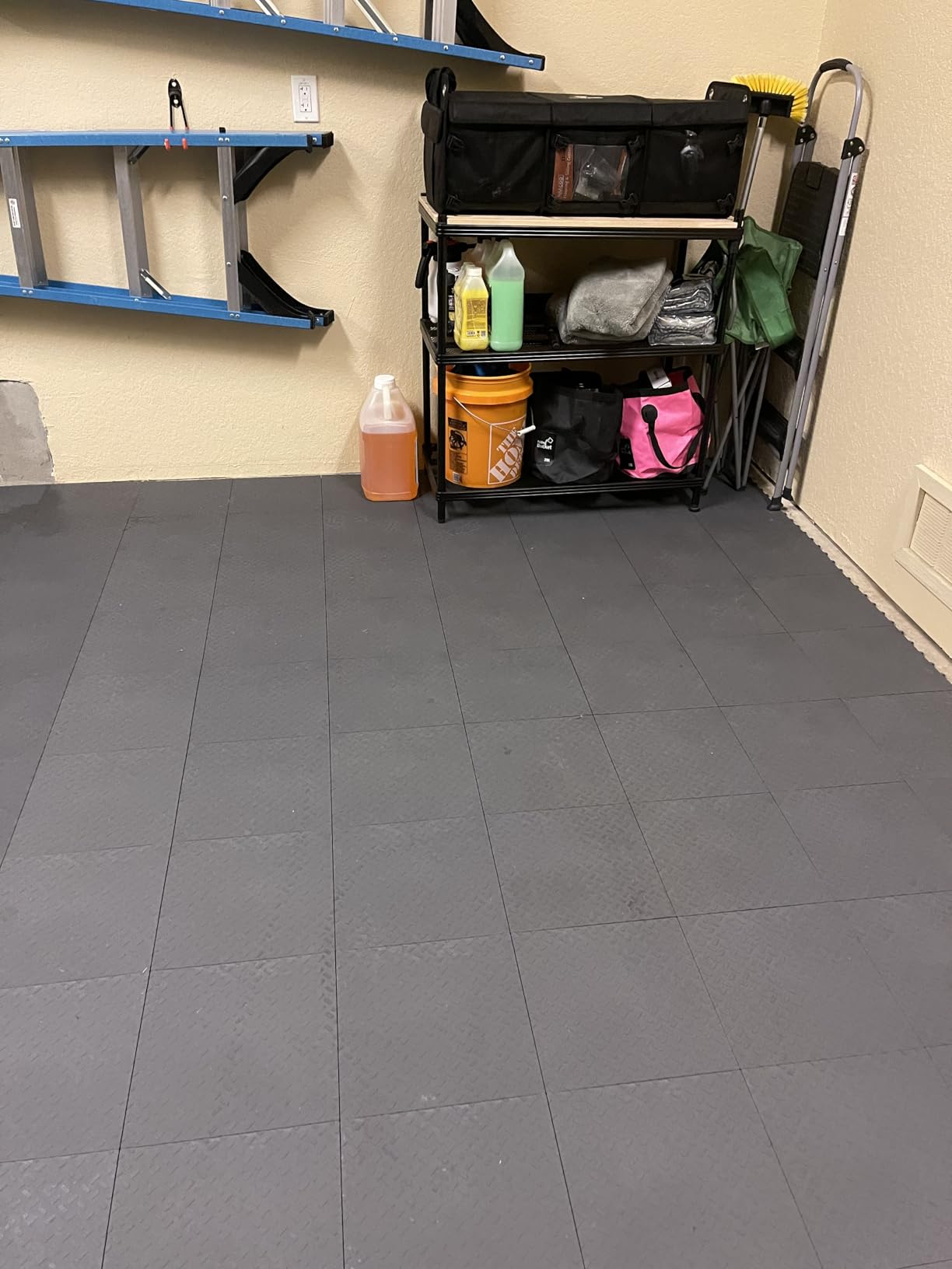 Garage Floor Tiles Interlocking Garage Flooring Tiles Pack of 48 Antislip Oil and Stain Resistant for Garages Shop Floors Basements 40000 LBS Load Capacity (Gray, 12 inch x 12 inch, Non Drain Tiles) customer photo 2