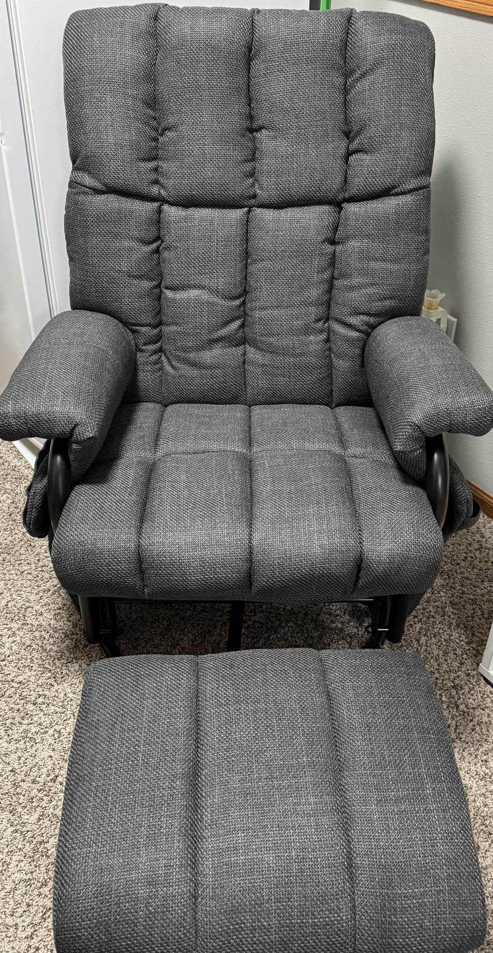 JIASTING 360° Swivel Recliner Chair with Ottoman & Double Side Pockets, Nursing Glider Rocking Recliner Chair, Gliding Chairs for Nursery, Living Room, Bedroom, Office (Gray) customer photo 2