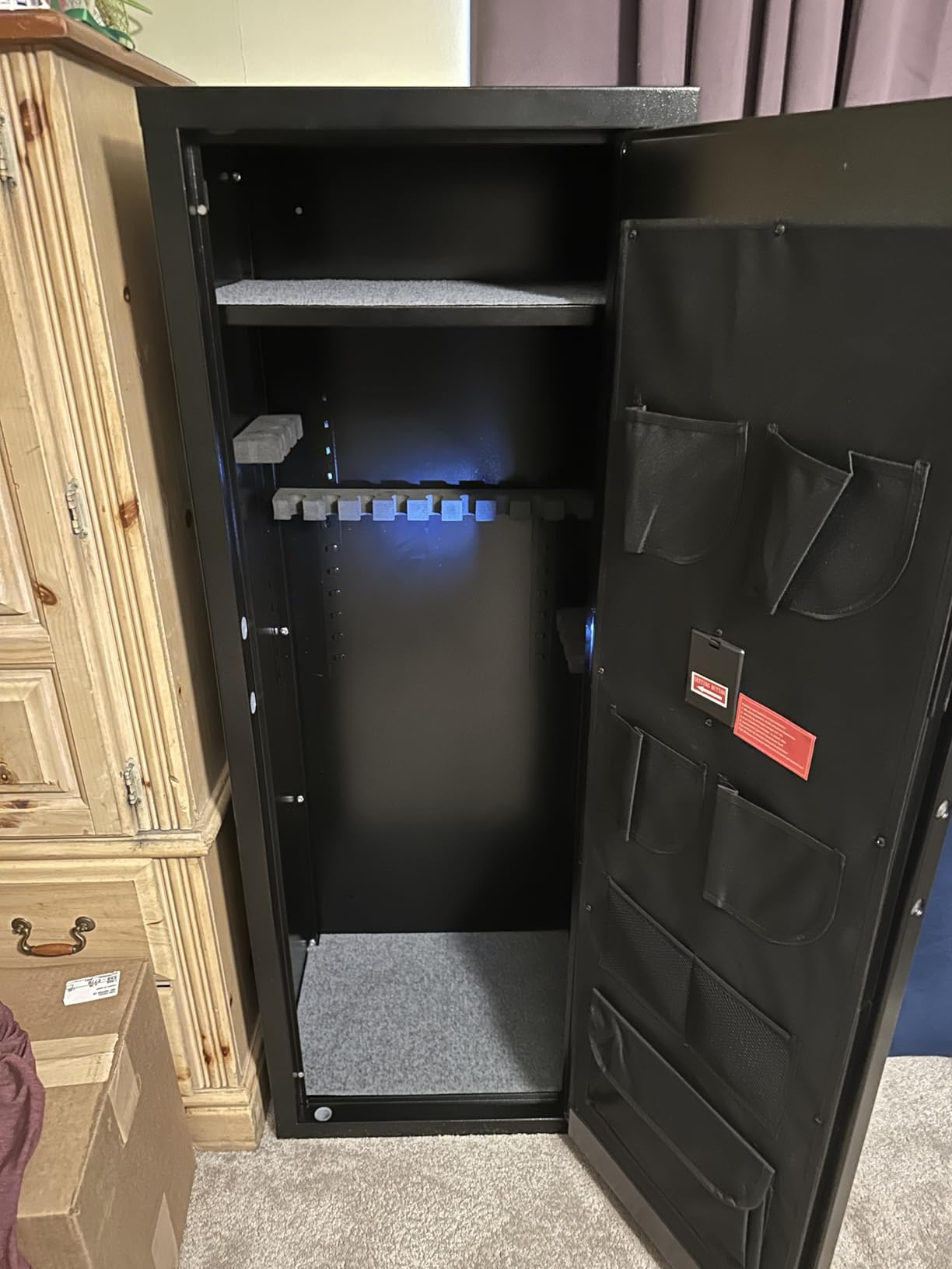 Bonusall 10-15 Gun Safe with Keyboard, Quick Access Rifle Gun Safe, Fireproof Gun Cabinet for Rifles with 4 Short Gun Pockets and Adjustable Rifle Rack for Home, Garage, Hunter Cabin - Black customer photo 1