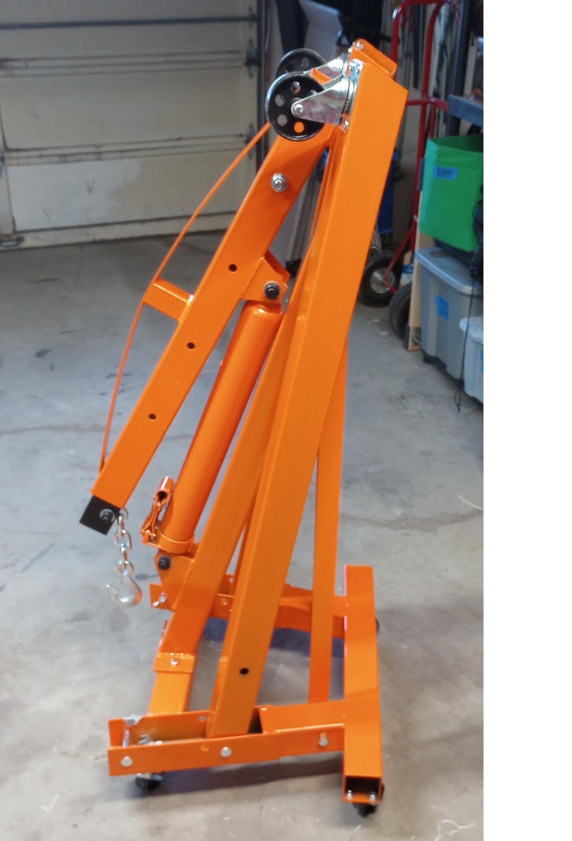 2 Ton Folding Hydraulic Engine Hoist with Lever, Folding Engine Shop Crane Hoist Lift, Heavy Cherry Picker with 6 Wheels for Garage, Workshop,Gold customer photo 2