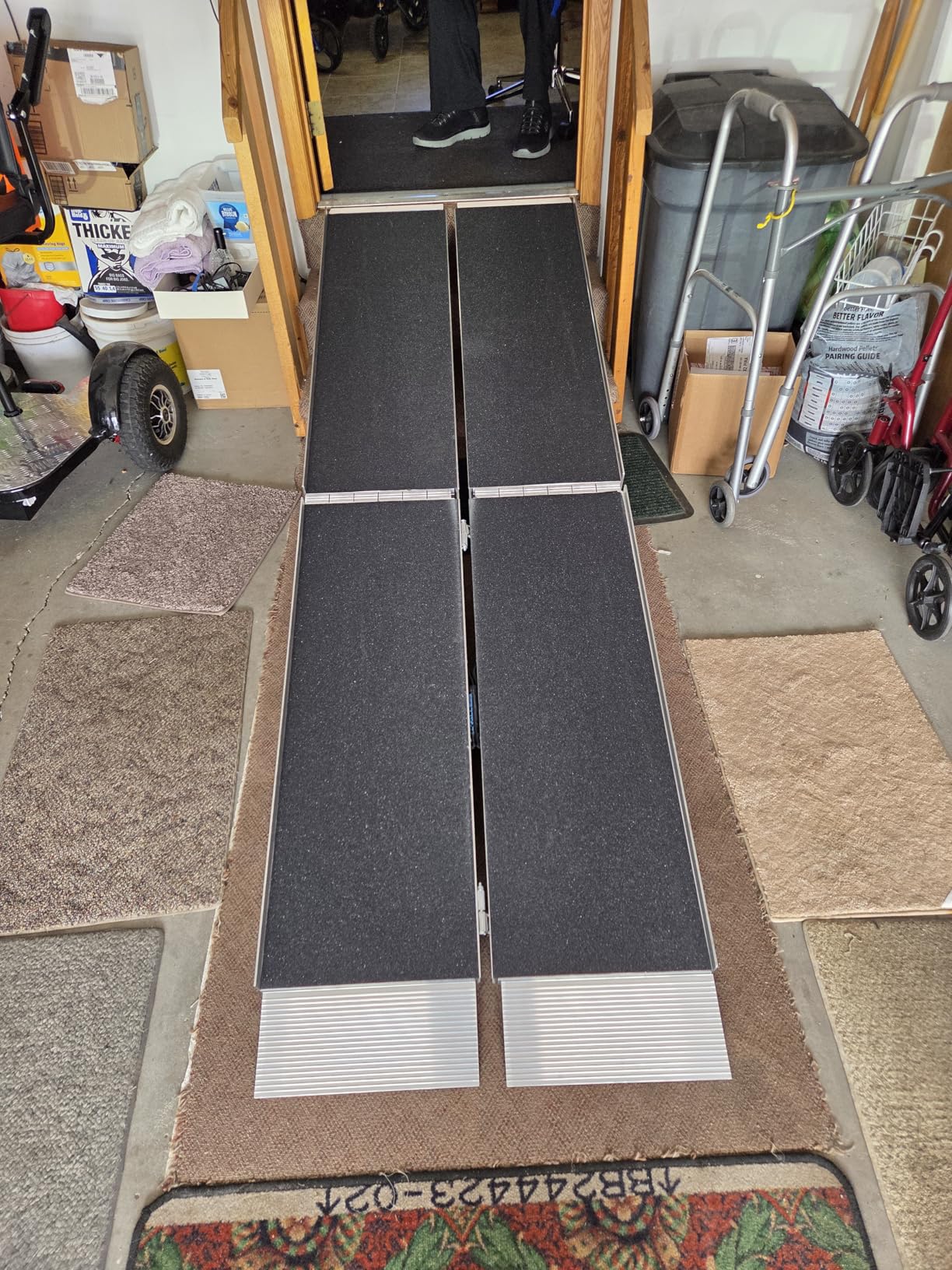 EZ-ACCESS Suitcase Trifold Portable Aluminum Folding Wheelchair Ramp with Non Slip Applied Surface, Self-Adjusting Bottom Transition Plates, Heavy Duty 800 lbs, for Home Steps & Doorways, 10-Foot customer photo 1