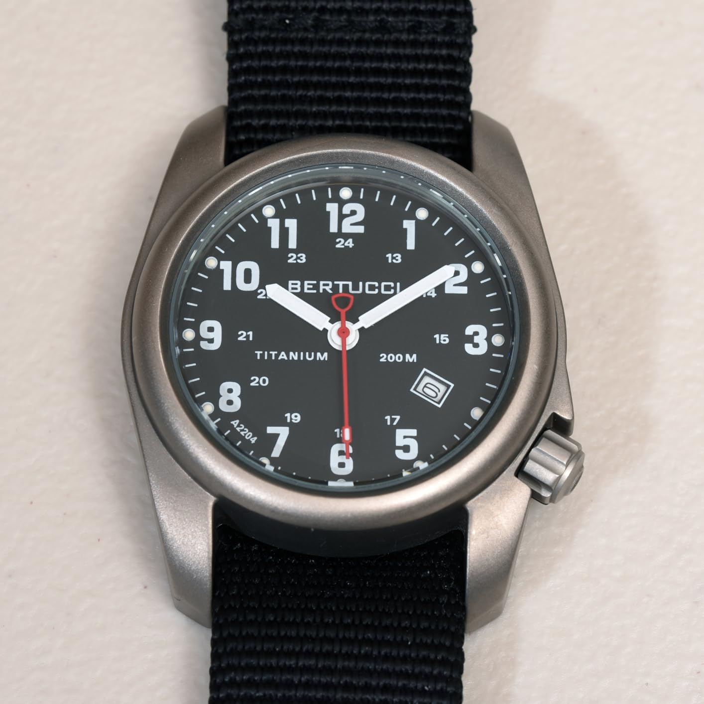BERTUCCI 40 mm Titanium Field Watch - A-2T Original Classic - Black Dial, Black Nylon Band customer photo 1