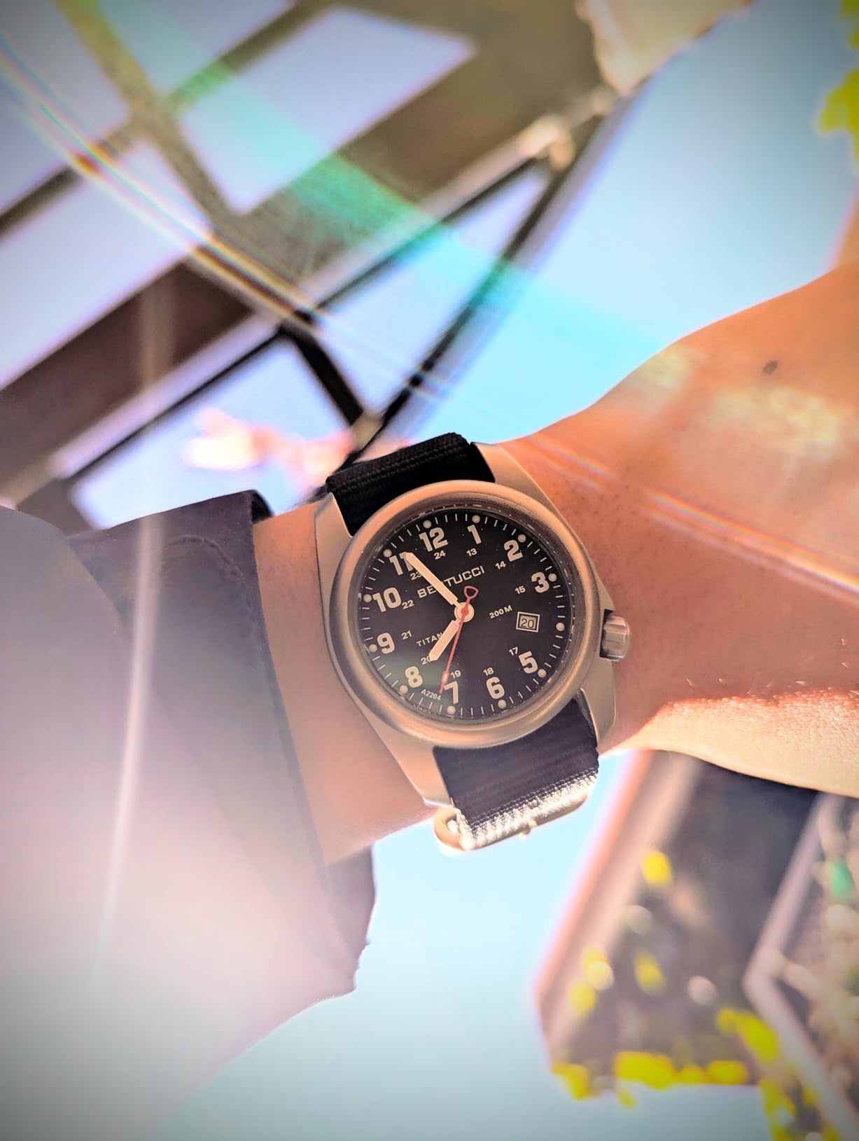 BERTUCCI 40 mm Titanium Field Watch - A-2T Original Classic - Black Dial, Black Nylon Band customer photo 2