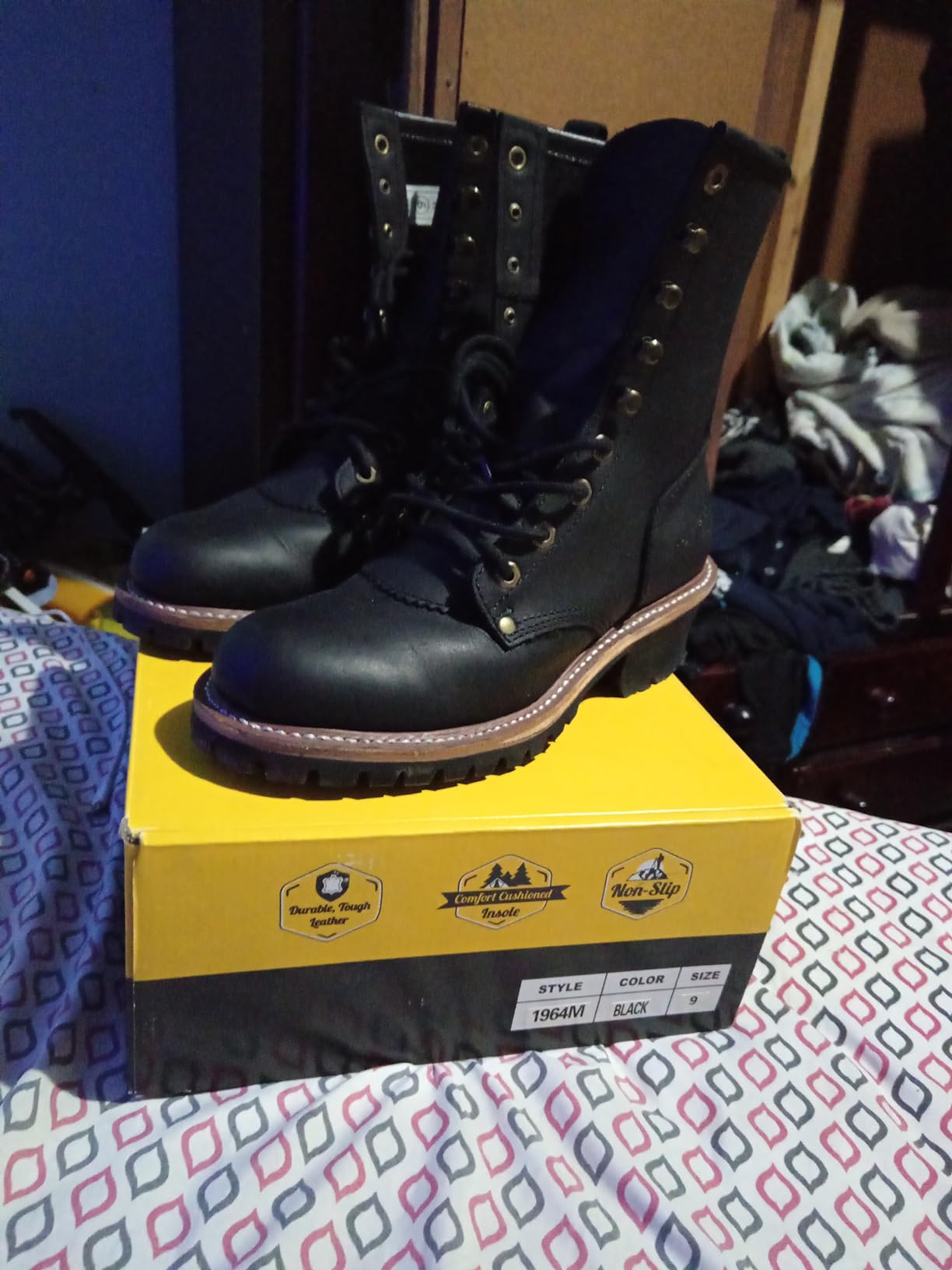 Ad Tec Men's Fireman Logger Black 10in Certified Leather Work Boots, Fire Resistant Footwear customer photo 2
