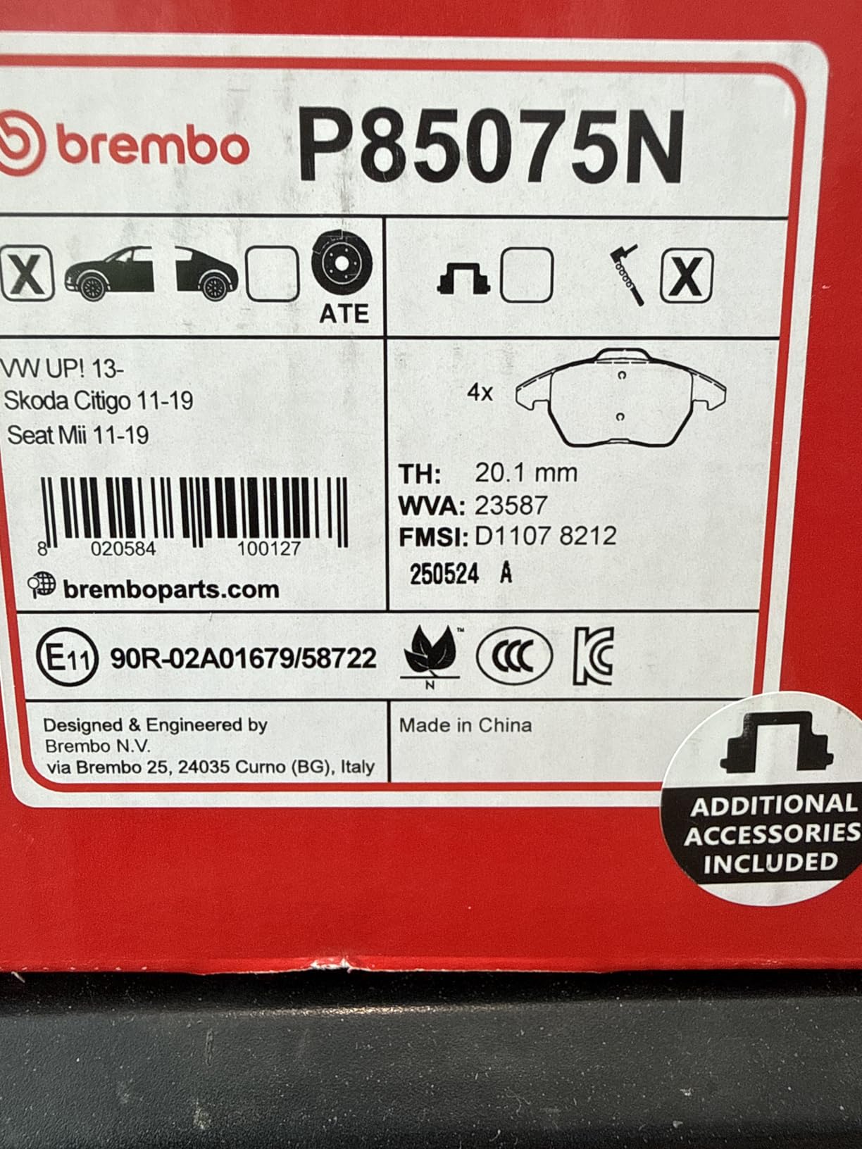 P85075N Premium Ceramic Front Disc Brake Pad Set AUDI/SEAT/SKODA/SPYKER/VW/VW (FAW) OE# 1K0698151C customer photo 2
