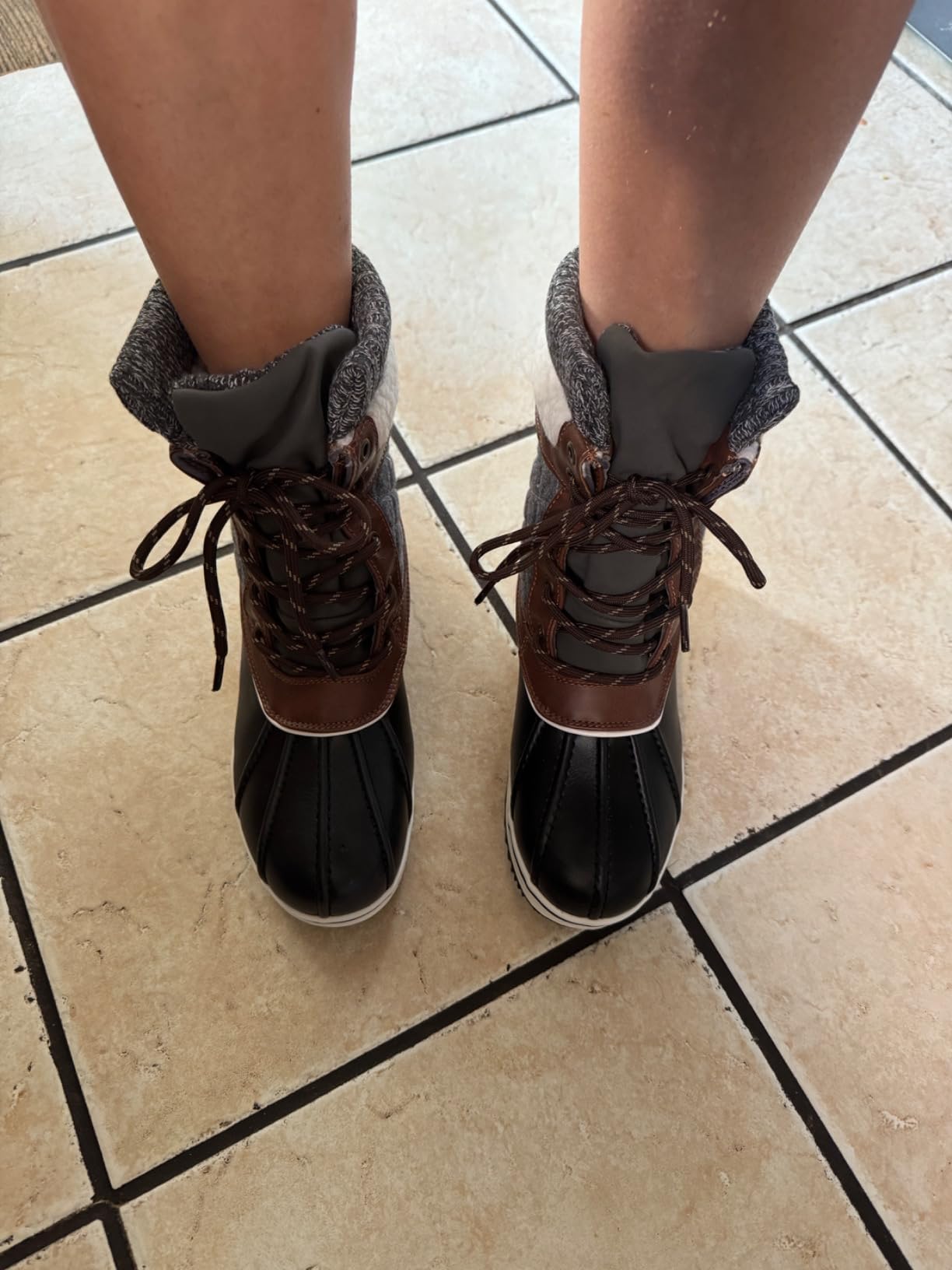 DREAM PAIRS Women's Mid Calf Duck Winter Boots | 3M Thinsulate Insulation, Waterproof Upper, Adjustable Straps, EVA Rubber Treaded Outsole customer photo 2