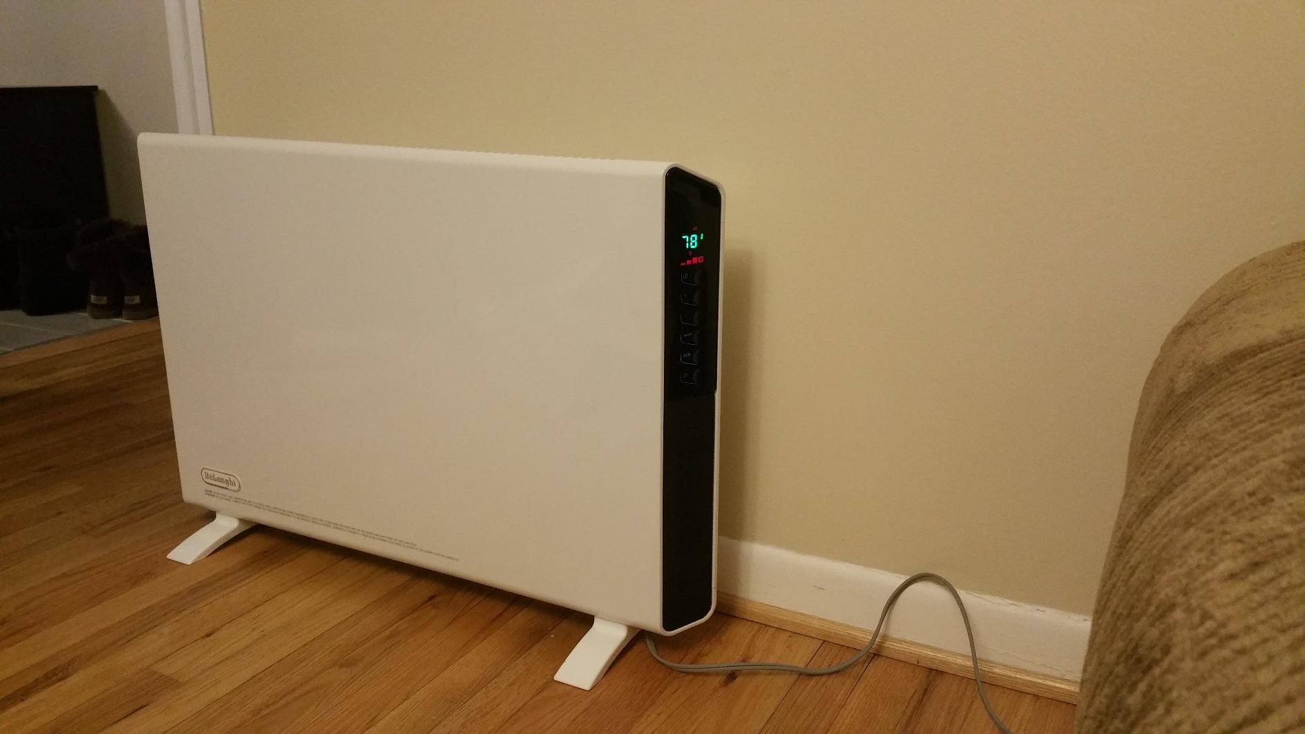 DeLonghi Convection Panel Heater, Full Room Quiet 1500W, portable electric heater is freestanding/easily wall mounted. Energy Saving, quick heat distribution, timer, asphalt gray, HCX9115E customer photo 2