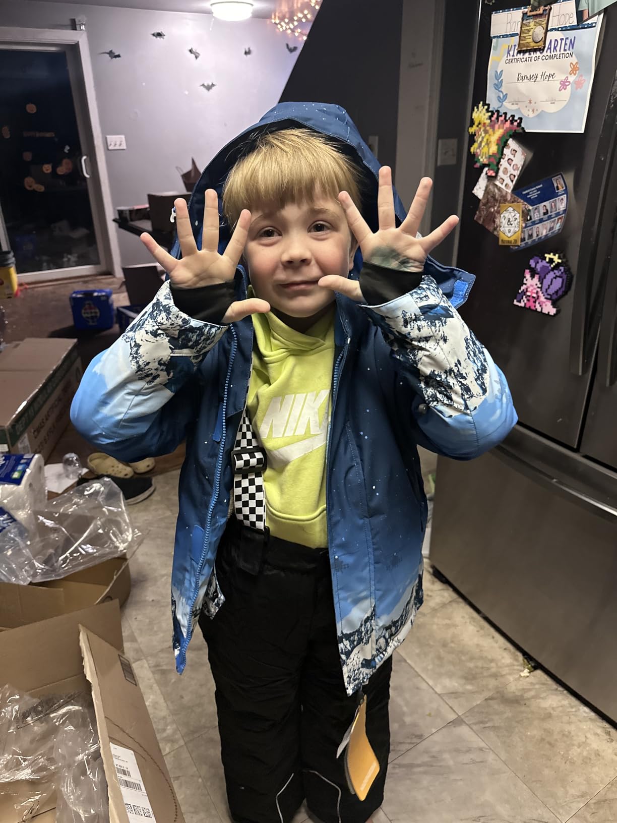 WOWULOVELY Big Boy's 2-Piece Colorblock Snow Pants and Jacket Snowsuit Ski Suit customer photo 2