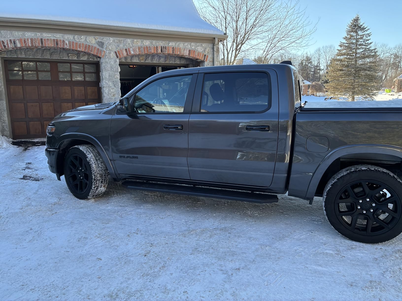 APS 6in (Black Stainless Steel Flat) Running Boards Compatible with Chevy Silverado GMC Sierra 1500 2019-2026 Crew Cab & 2500 HD 3500 HD 2020-2026 (Silverado 1500 LTD Sierra 1500 LD 2022) customer photo 1