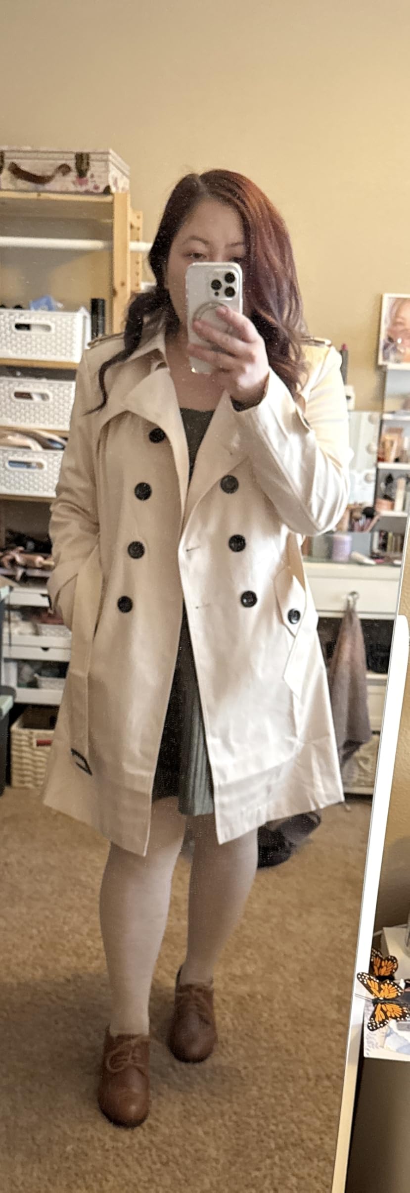 NANJUN Women's Double-Breasted Trench Coat Classic Lapel Overcoat Slim Outerwear Waterproof Coat with Belt Buckle customer photo 2
