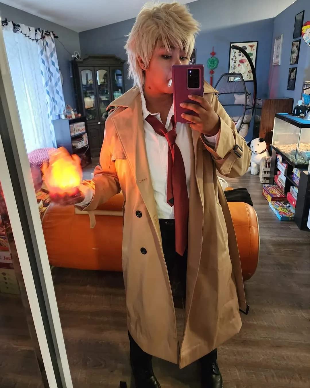 Pantete Men's Double Breasted Trench Coat Oversized Casual Windbreaker Lapel Long Jacket Overcoat customer photo 1