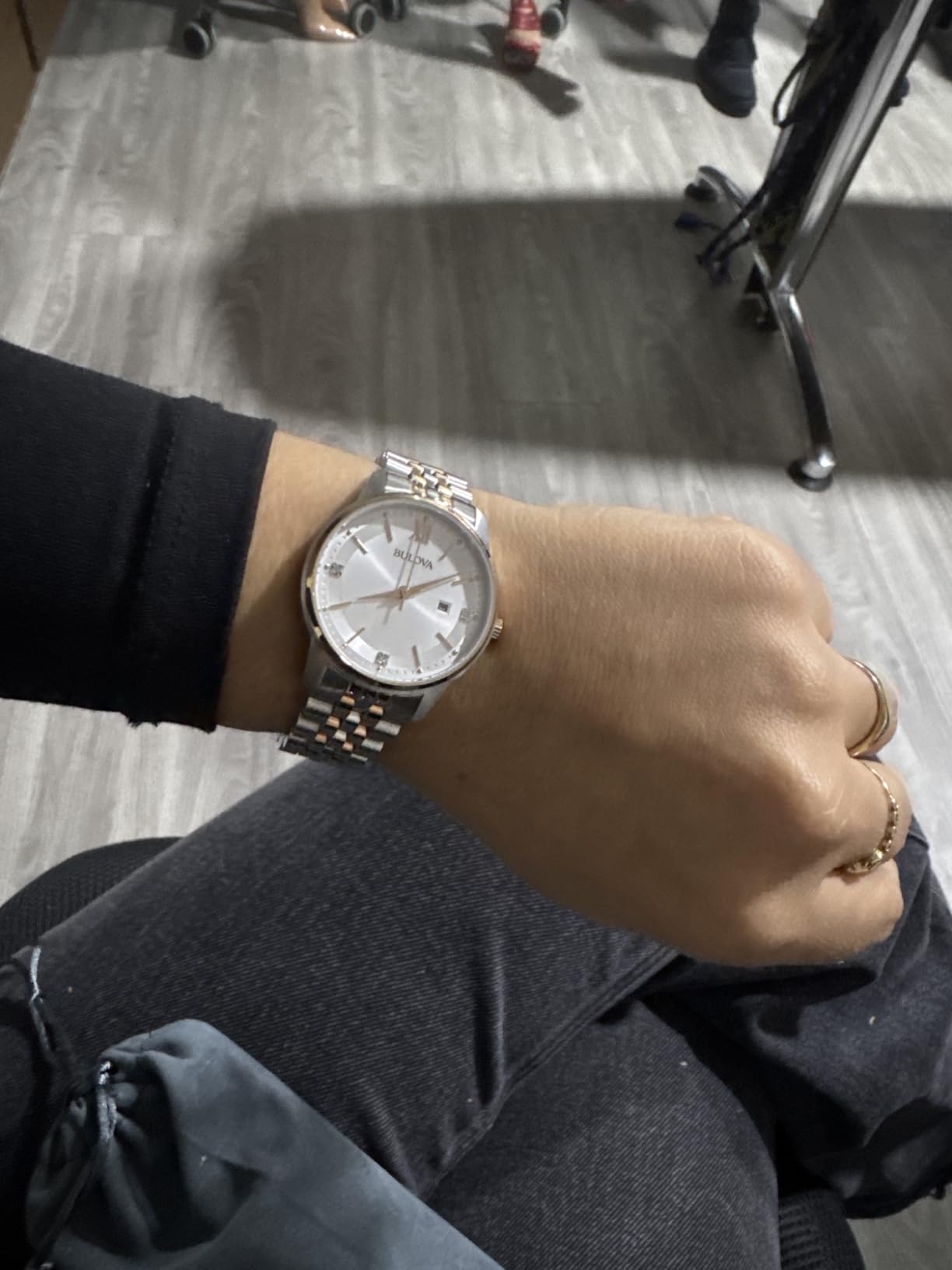 Bulova Ladies' Classic Diamond Two-Tone Gold Stainless Steel 3-Hand Calendar Date Quartz Watch customer photo 2