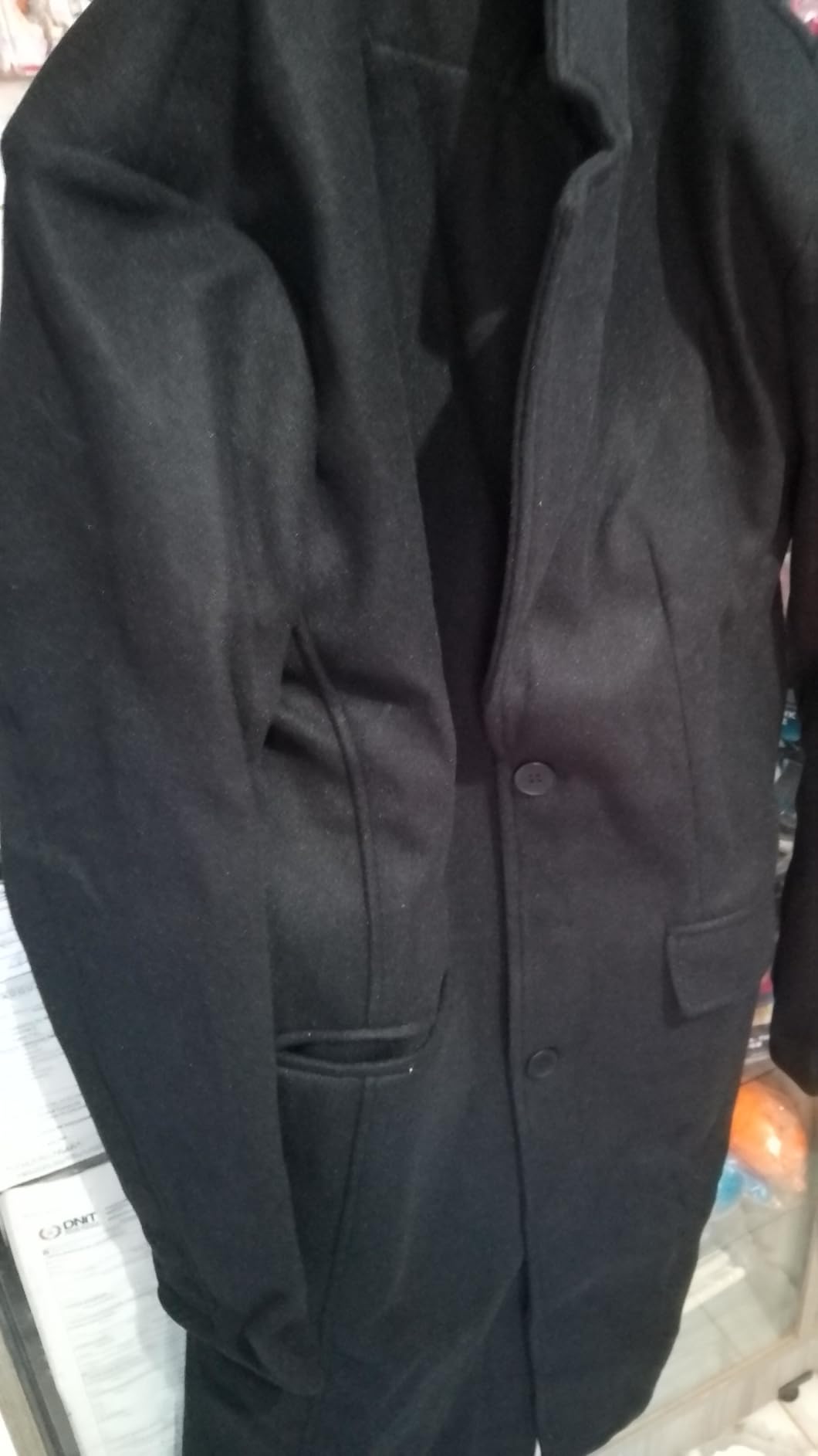 SOMTHRON Men's Casual Trench Coat Slim Fit Notched Collar Long Jacket Overcoat Single Breasted Pea Coat with Pockets customer photo 2