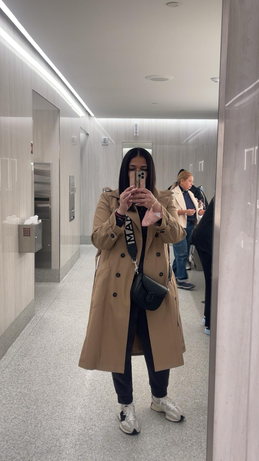 Fisoew Women's Double Breasted Long Trench Coat Windproof Classic Lapel Belted Overcoat with Pockets customer photo 2
