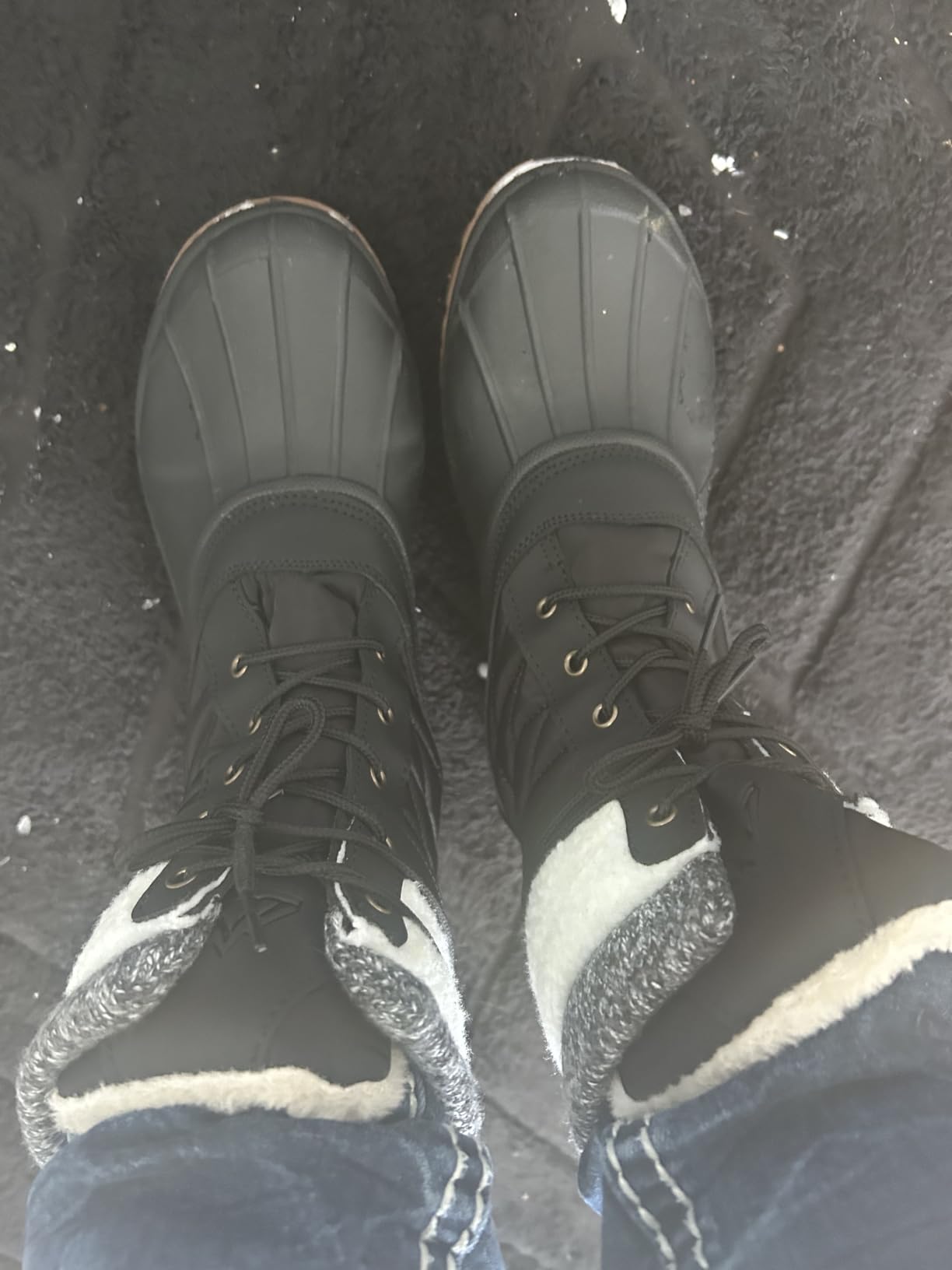 mysoft Women's Winter Snow Boots Waterproof Insulated Mid-Calf Booties, Fur-lined Lace Up Shoes for Outdoor customer photo 1