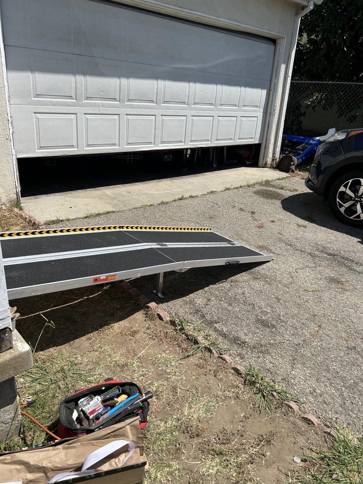 7 Feet Wheelchair Ramp, Non-Slip Aluminum Folded Handicap Ramp with Support Legs, Safer Door Threshold Wheelchair Ramps for Home, Wheel Chair Ramp for Home Steps, Stairs, Entry, Doorways customer photo 1