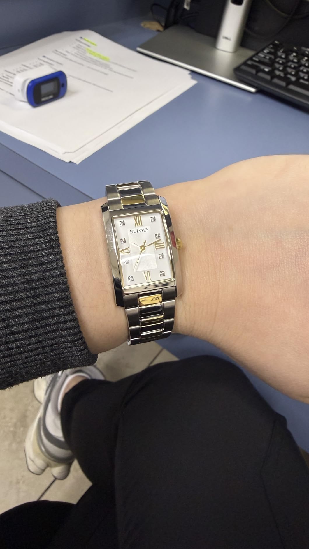 Bulova Ladies' Classic Diamond Two-Tone Stainless Steel 3-Hand Quartz Watch, Rectangle customer photo 2