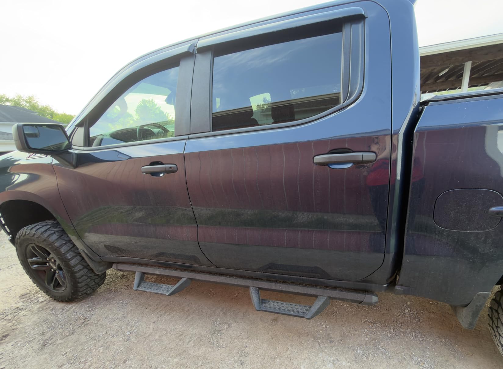 Running Boards Compatible with 19-26 Chevy Silverado/GMC Sierra 1500 Crew Cab, 20-26 Silverado/Sierra 2500HD 3500HD Crew Cab. Dual-Stage Textured Black Powder Coated Step Bars Side Steps. customer photo 1
