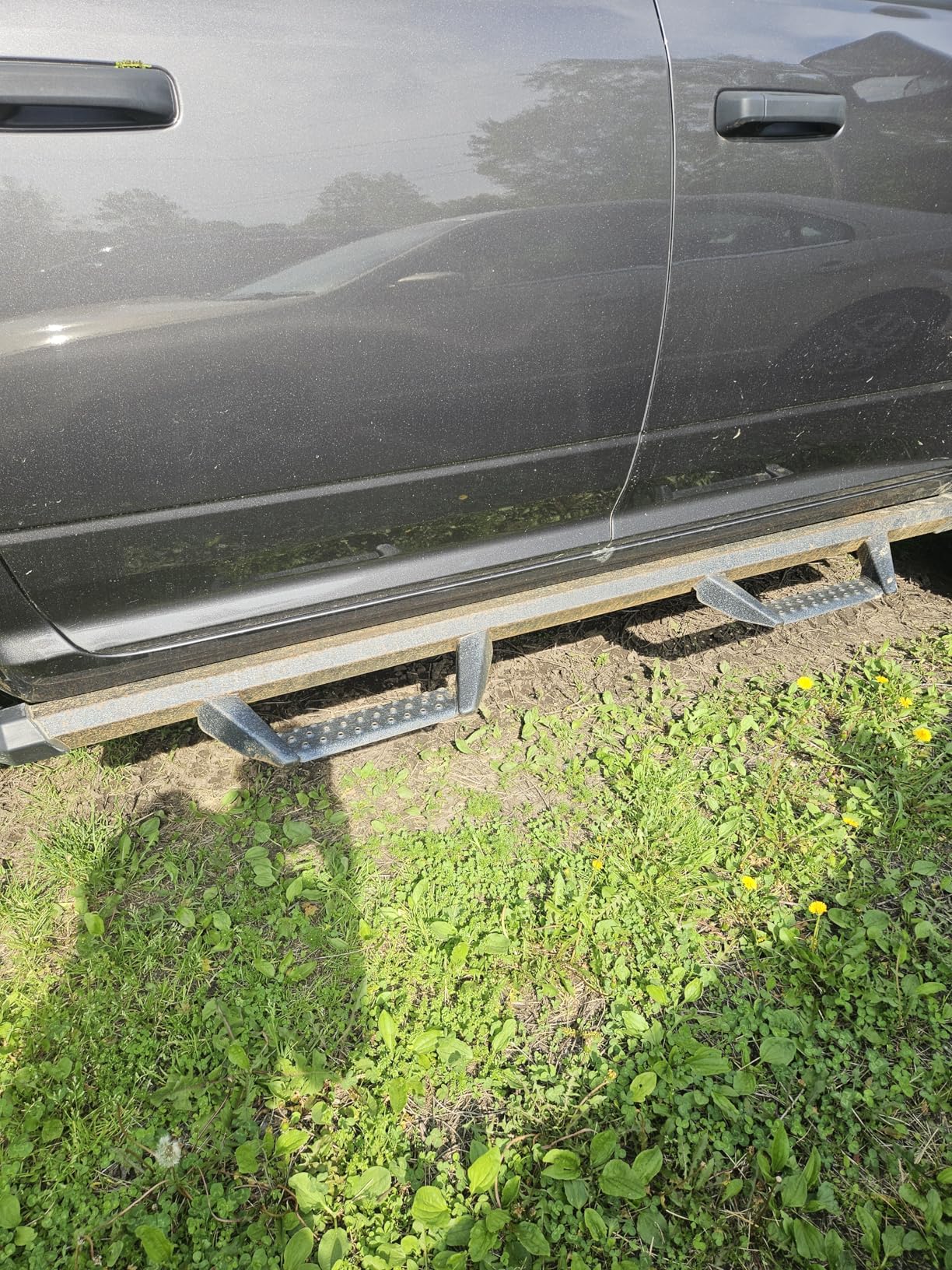 Running Boards Compatible with 19-26 Chevy Silverado/GMC Sierra 1500 Crew Cab, 20-26 Silverado/Sierra 2500HD 3500HD Crew Cab. Dual-Stage Textured Black Powder Coated Step Bars Side Steps. customer photo 2