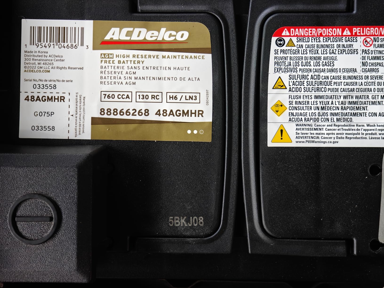 ACDelco Gold 48AGMHR (88866268) 36 Month Warranty High Reserve AGM BCI Group 48 Battery customer photo 1
