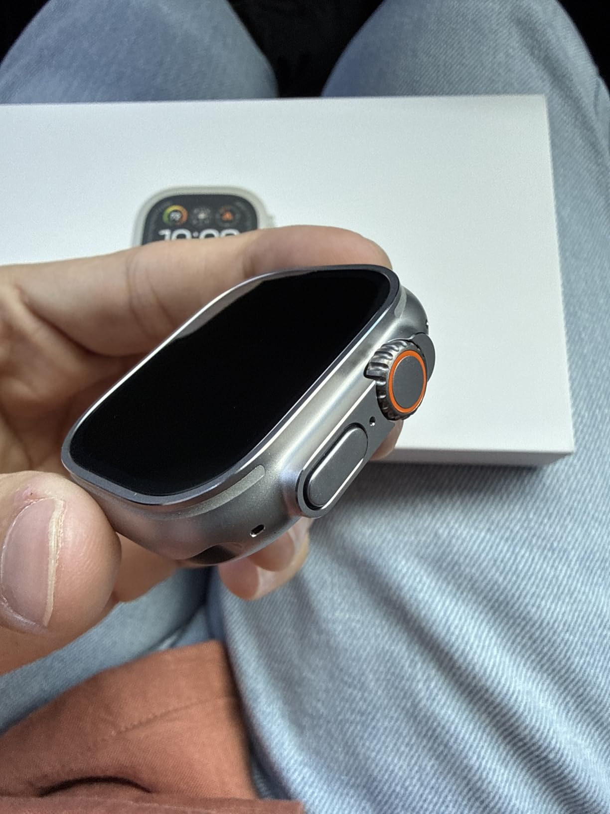 Apple Watch Ultra 2 [GPS + Cellular 49mm] Smartwatch with Rugged Titanium Case & Blue/Black Trail Loop S/M customer photo 2