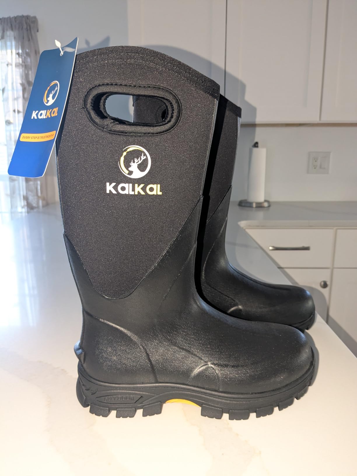 Rubber Boots for Men and Women, Waterproof Insulated Rain Boots, Neoprene Breathable Mud Boots, Outdoor Anti-slip Mens Work Farming Hunting Boots customer photo 2