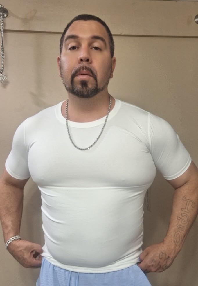 KOCLES Mens Slimming Compression Shirt, Slimming Undershirt Shirts for Men Body Shaper customer photo 2