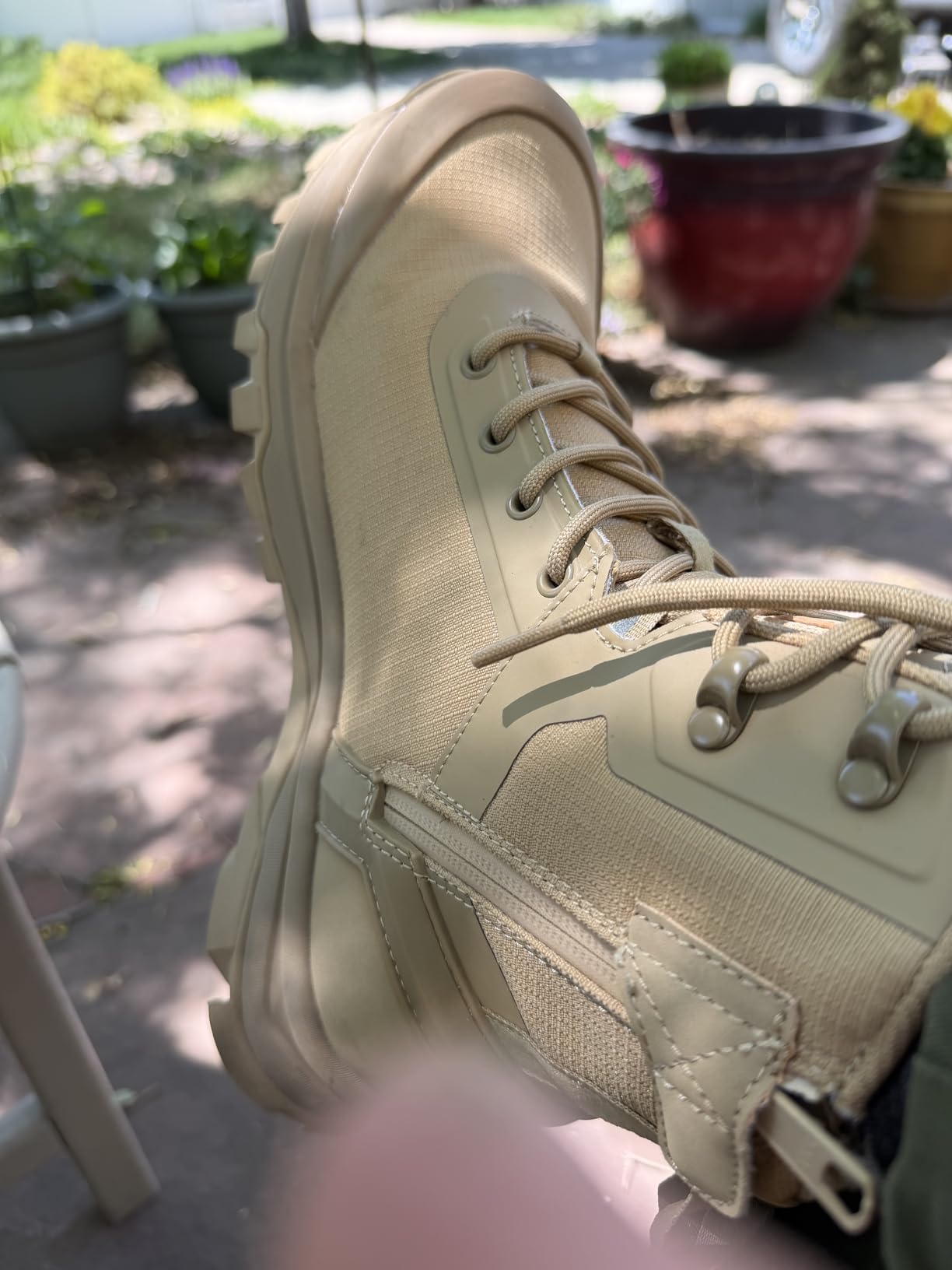 Coostar Tactical Boots for Men Lightweight Military Combat Boot Side Zipper Motorcycle Hiking Work Boots customer photo 1