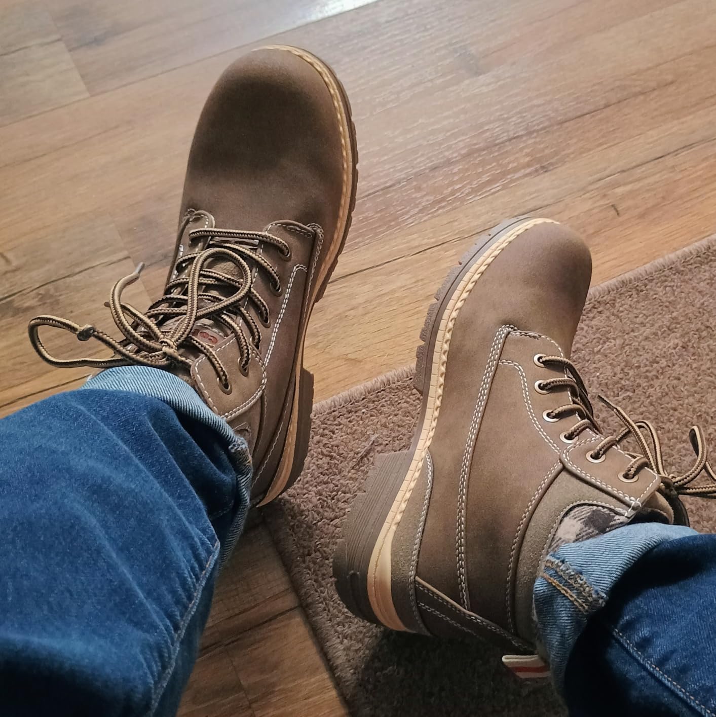 COTTIMO Snow Hiking Winter Boots for Women - Casual Brown Combat Work Boot - Non-slip Fur-Lined Ankle Boots customer photo 2