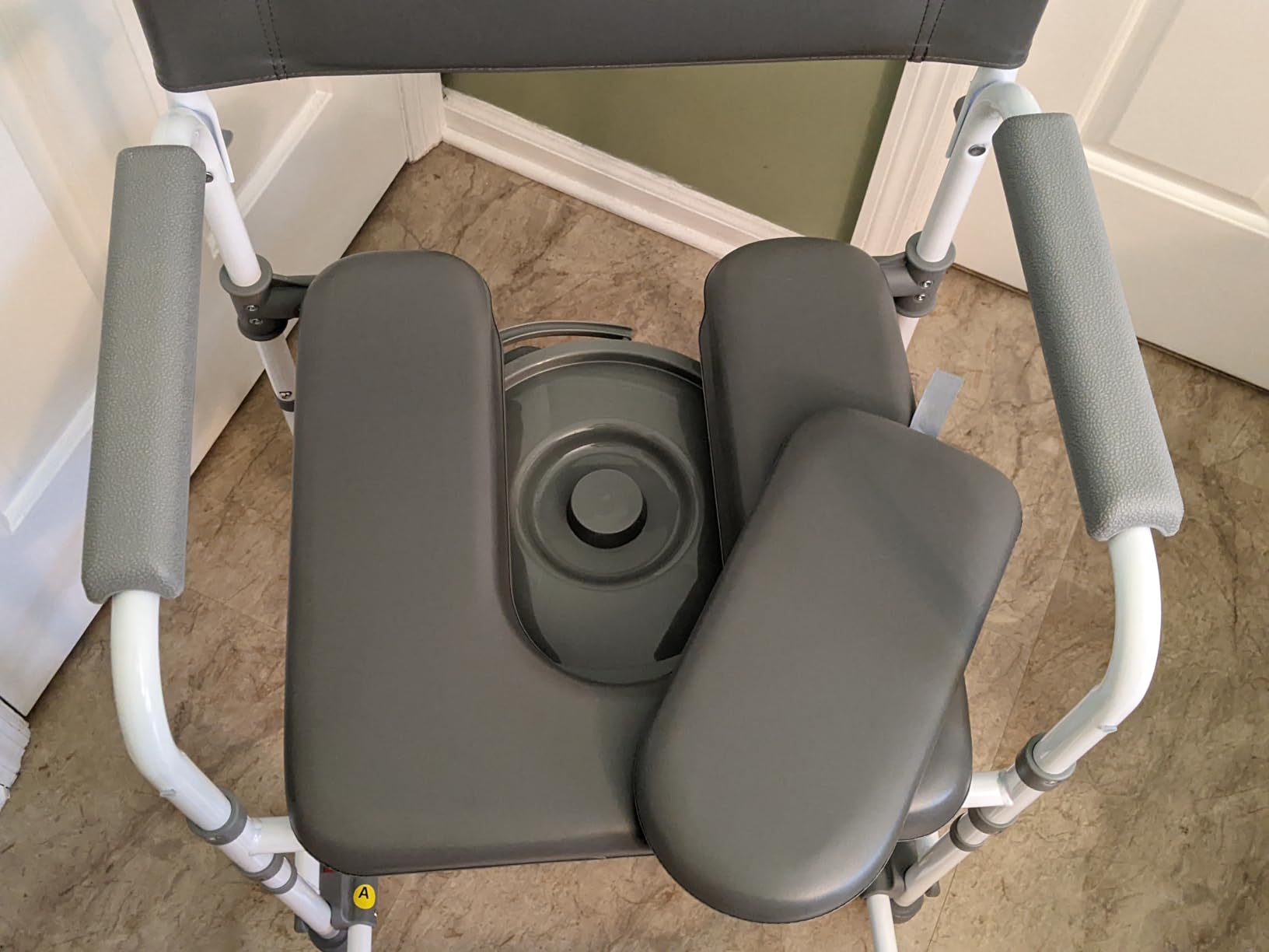 Bedside Commode with Wheels, Shower Wheelchair for Elderly and Disabled | Dual-Operation, 300 LBS Weight Capacity, Lockable Wheels, with Footrest and Bucket customer photo 2