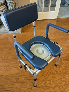 Drop Arm Bedside Commodes for Seniors, Potty Chair for Adults | Portable Commode Toilet with Padded Seat and Backrest, 400lbs Capacity, Height Adjustable, 6.3QT Bucket & Splash Guard, Blue customer photo 2