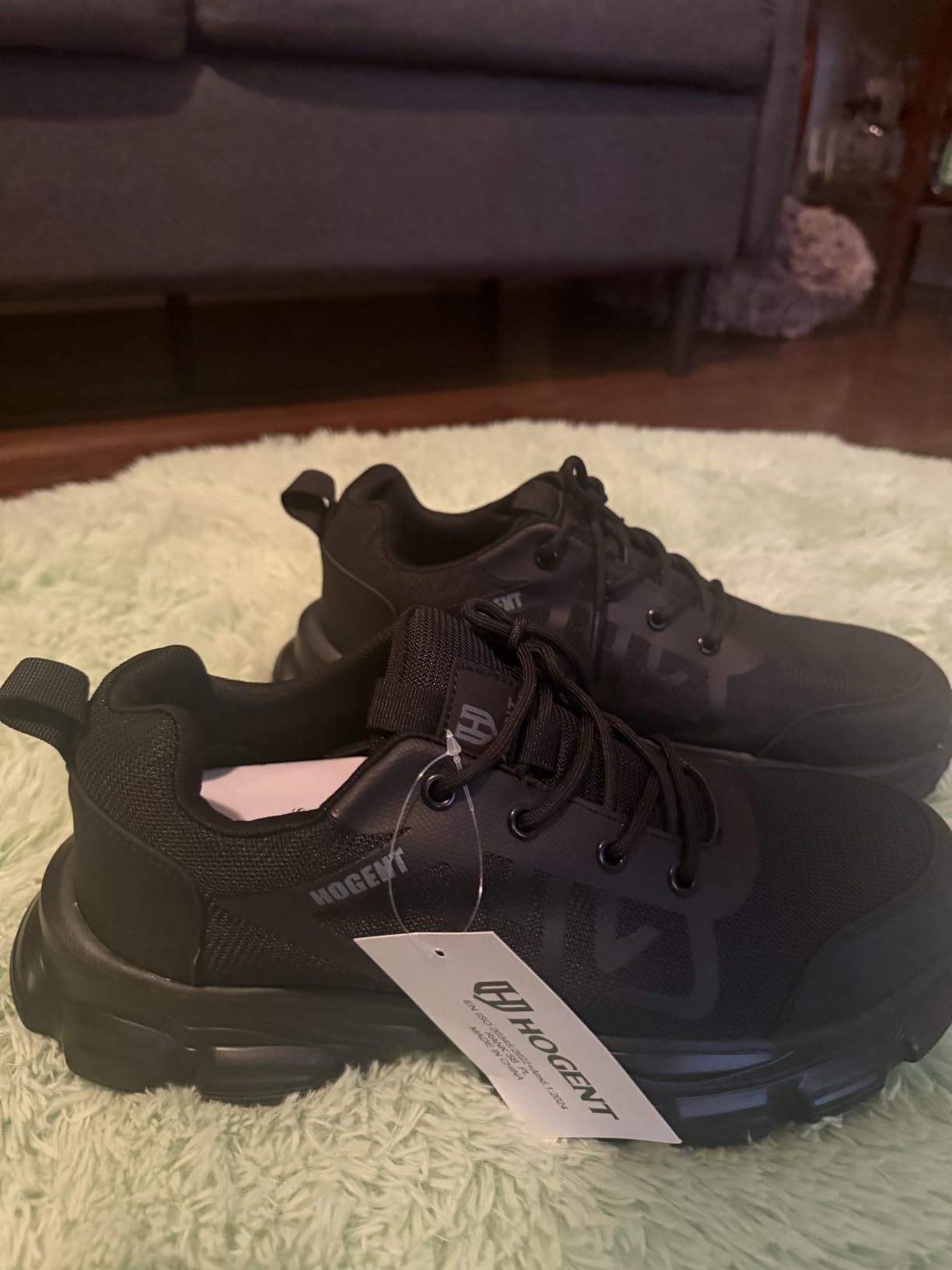 Hogent Steel Toe Shoes for Men Women, Comfortable Wide Non Slip Work Shoes customer photo 2