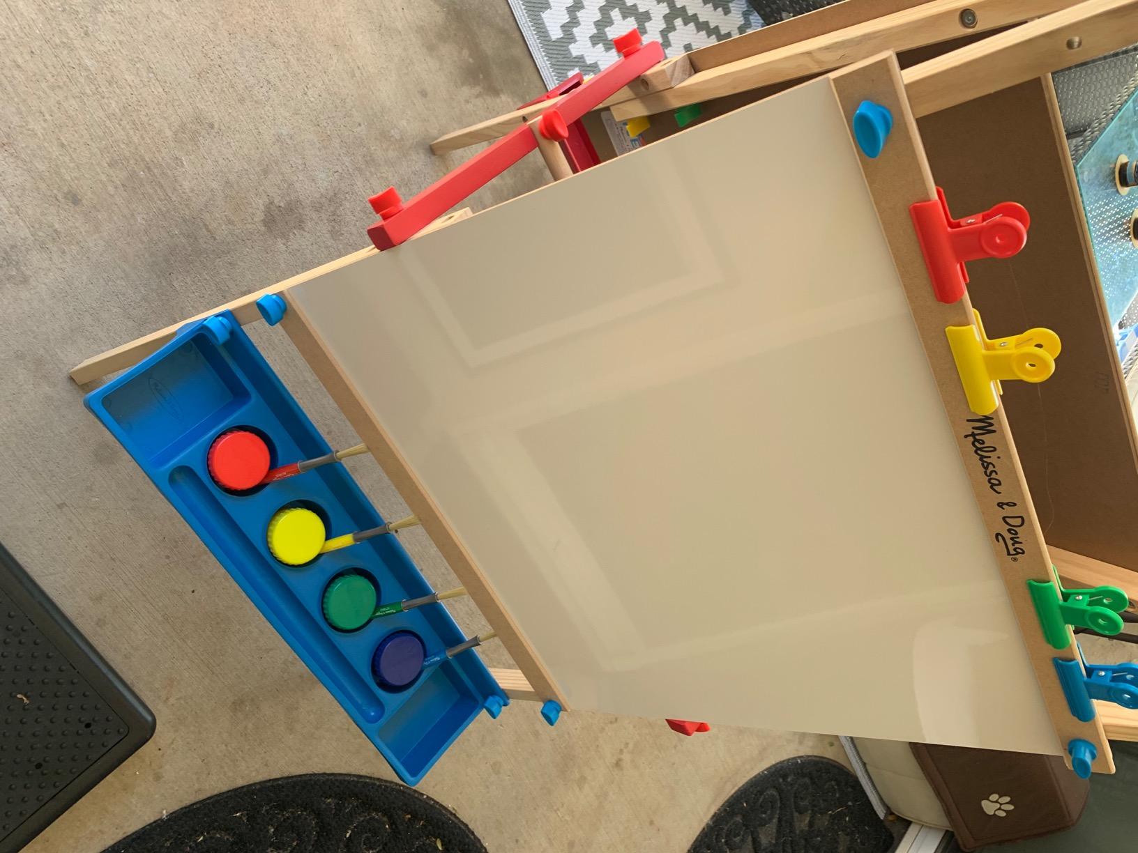 Melissa & Doug Deluxe Standing Art Easel - Dry-Erase Board, Chalkboard, Paper Roller customer photo 2