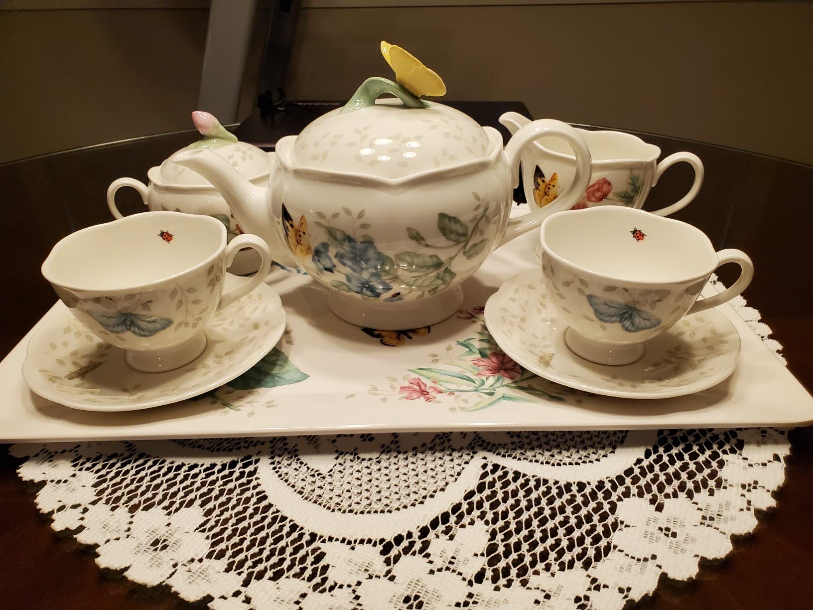 Lenox Butterfly Meadow 8-Piece Tea Set, Service for 2, White customer photo 1