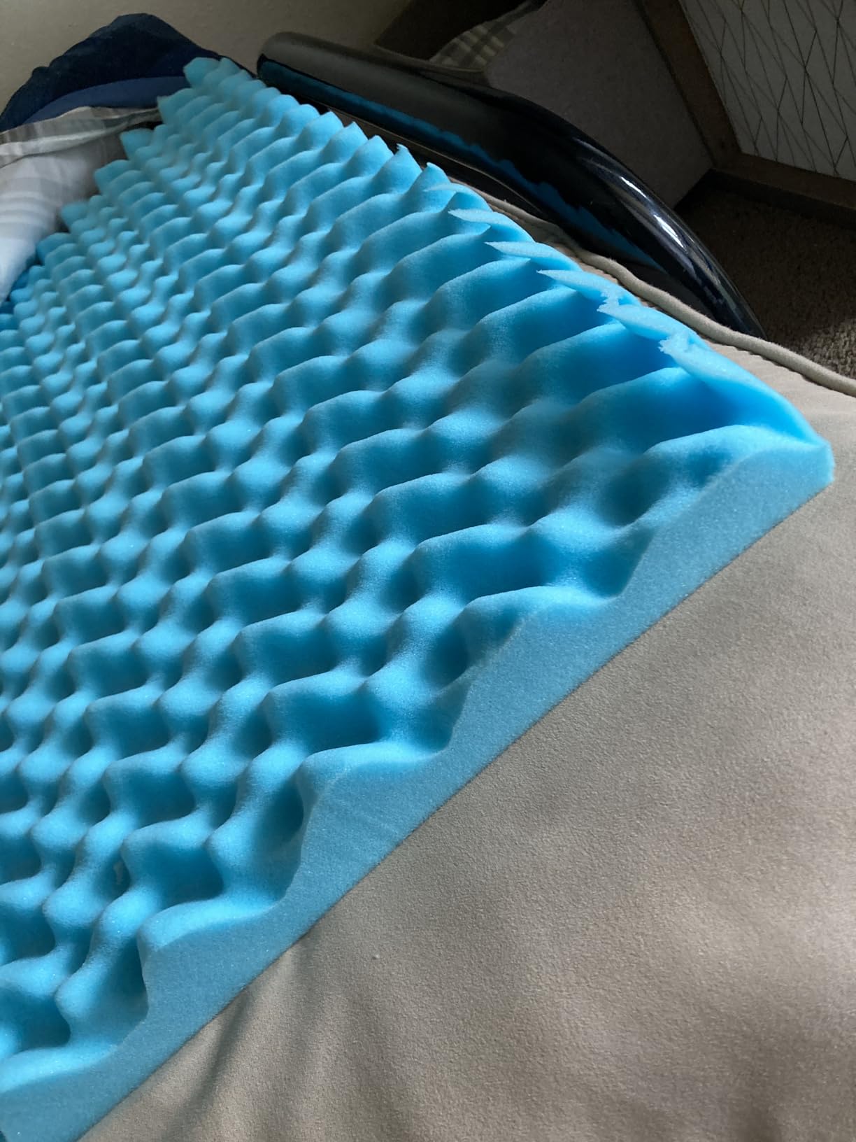 DMI 4-Inch Foam Mattress Topper, Egg Crate Foam Pad, Mattress Pad and Bed Topper for Support, Air Circulation, Pressure Relief and Weight Distribution, Twin Size, 33 x 72 x 4, Blue customer photo 2