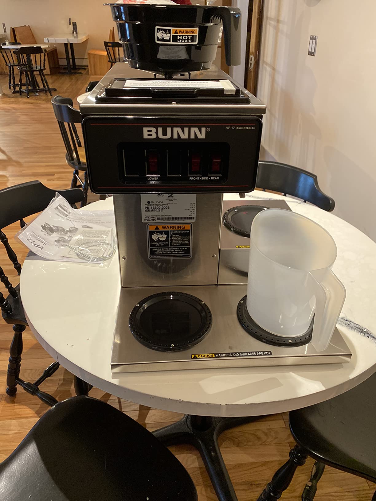 BUNN VP17-3, 12-Cup Low Profile Pourover Commercial Coffee Maker, 3 Lower Warmers, 13300.0003,Silver customer photo 1