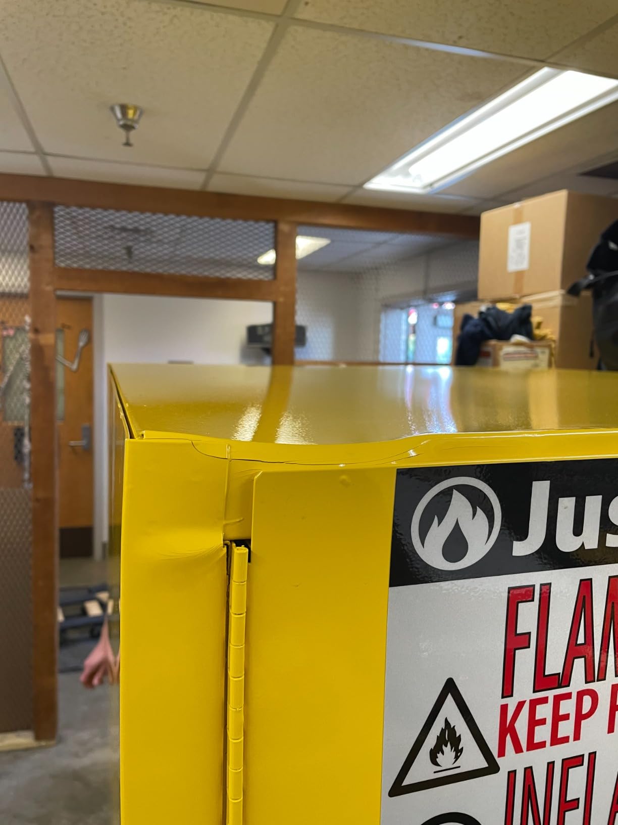 Justrite 60 Gallon Manual Close Flammable Storage Cabinet, 18 Gauge Steel | 2 Shelves, 2 Door Fire Cabinet, 65