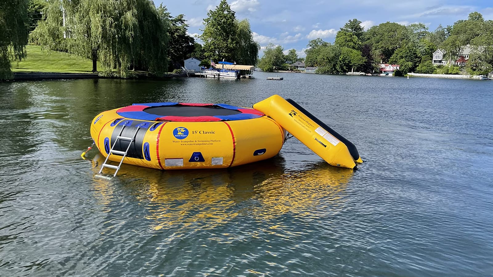 Island Hopper 15' Classic Water Trampoline Yellow for Lake – Commercial-Grade – Steel Frame and Springs for Maximum Bounce – Inflatable Trampoline Includes Ladder, Storage Bag customer photo 1